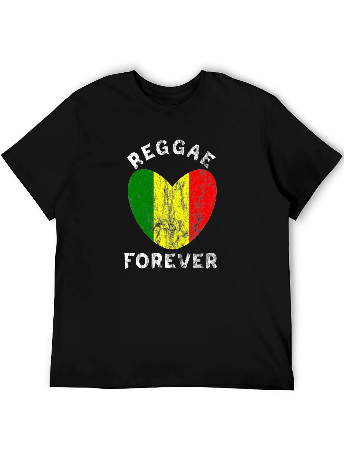 Black Reggae Forever Heart Graphic T-Shirt view 5