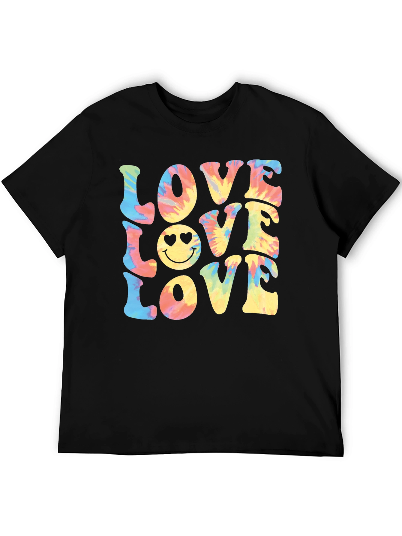 Black Tie-Dye Love Smiley Face T-Shirt view 5