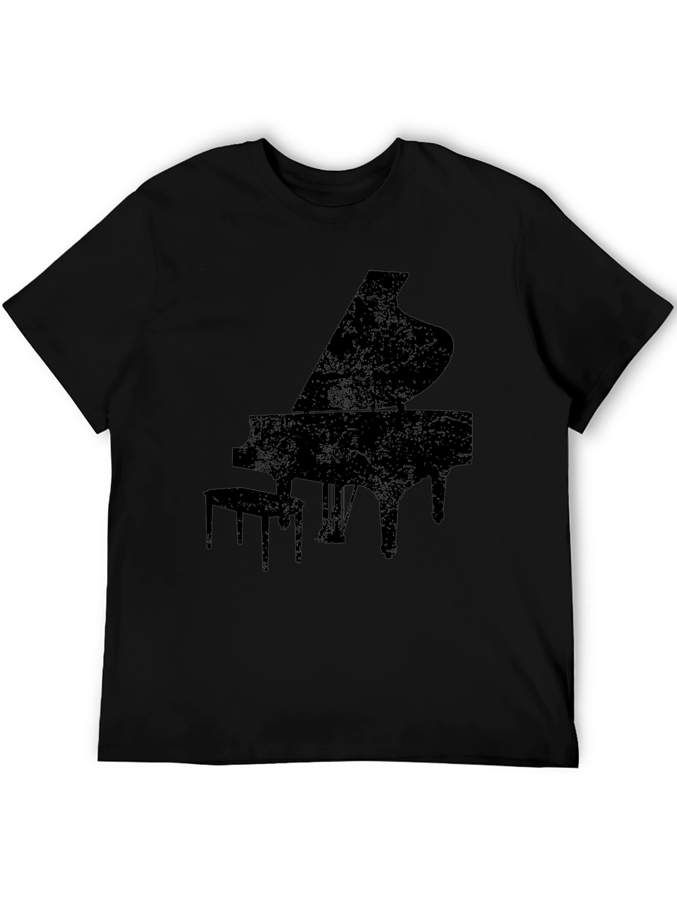 Black Grand Piano Silhouette Graphic Tee - Black view 5