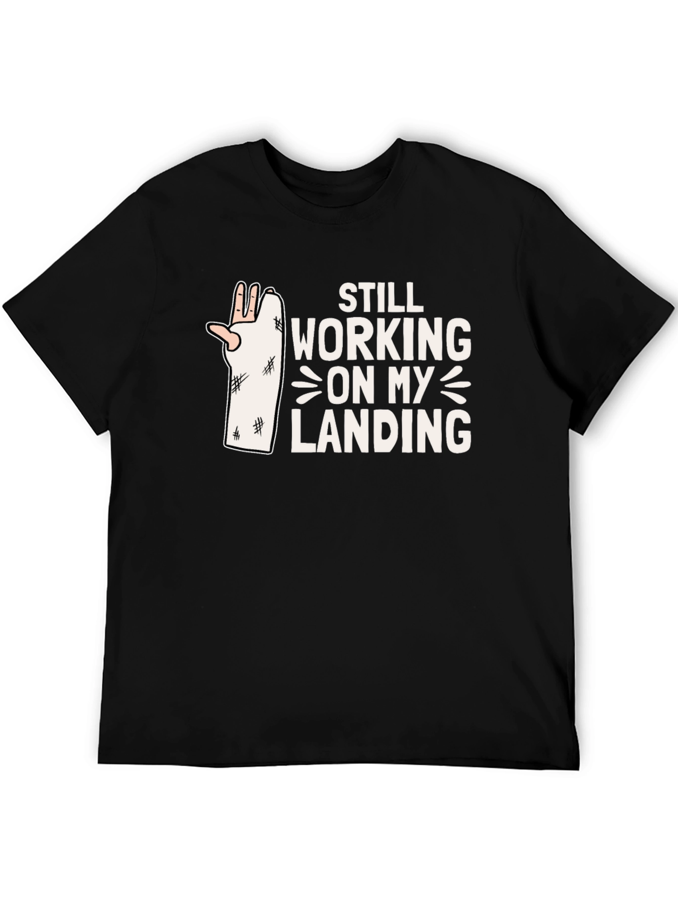 Black Still Working on My Landing T-Shirt view 5