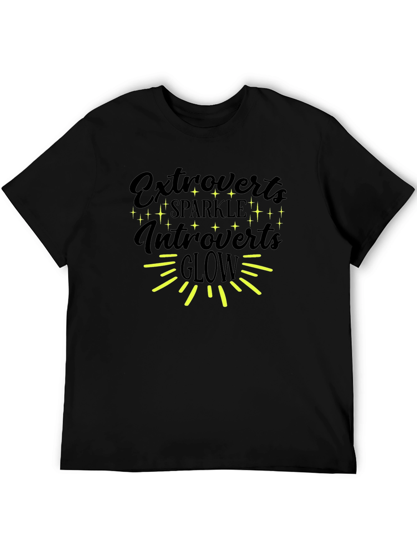 Black Extroverts Sparkle Introverts Glow Graphic T-Shirt view 5