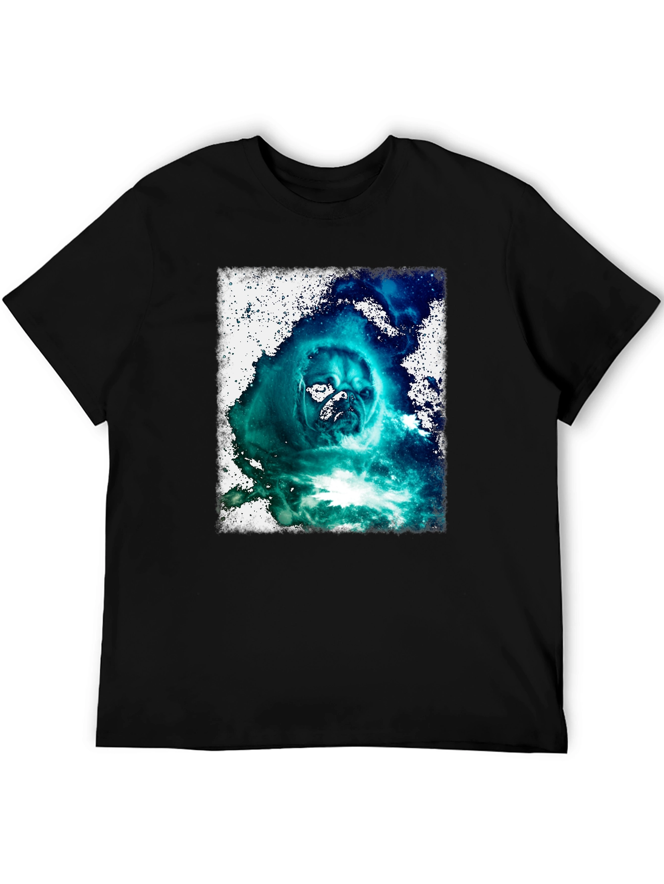 Black Cosmic Pug Graphic Black T-Shirt view 5