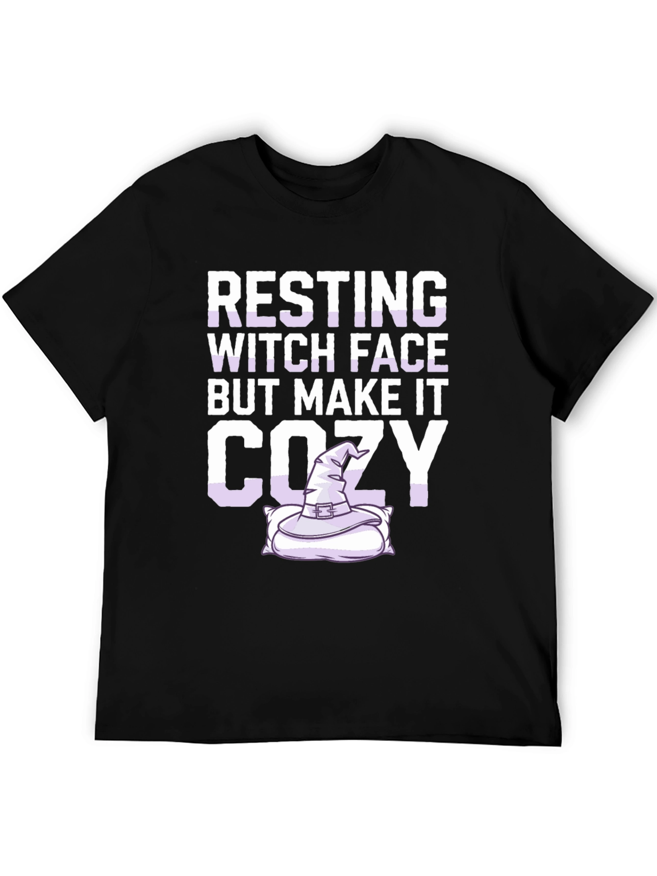 Black Resting Witch Face Cozy T-Shirt - Halloween Apparel view 5