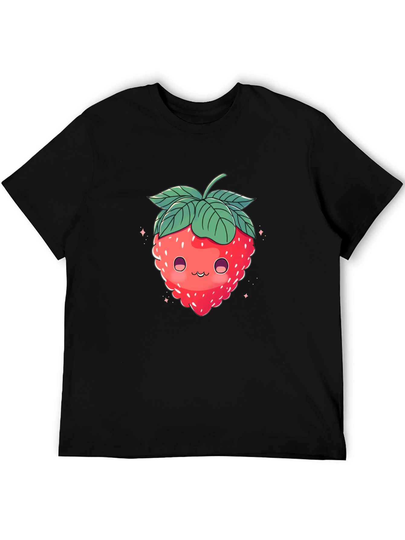 Black Cute Strawberry Graphic Black T-Shirt view 5