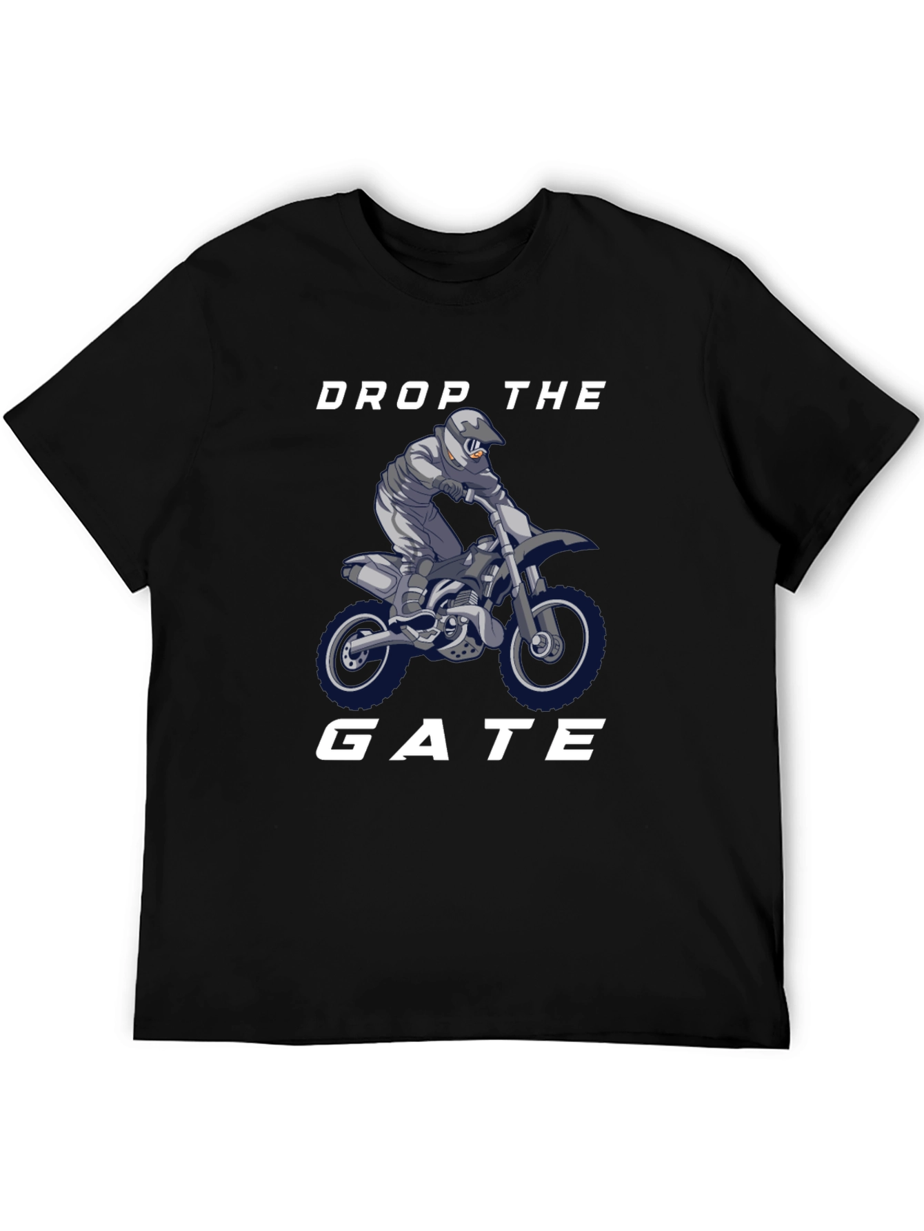 Black Drop the Gate T-Shirt - Motocross Rider Design view 5