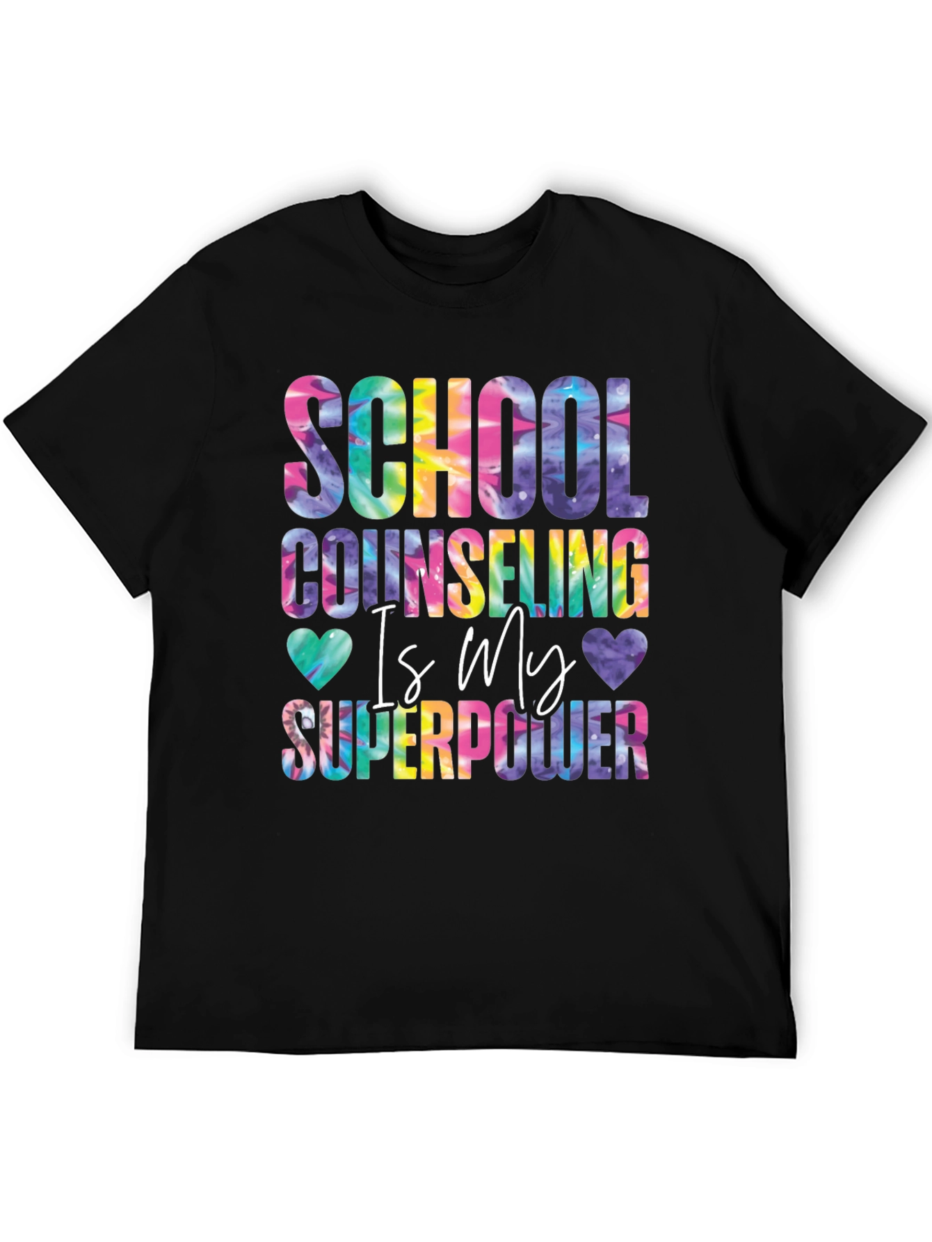 Black School Counselor Superpower Tie Dye Graphic Tee view 5