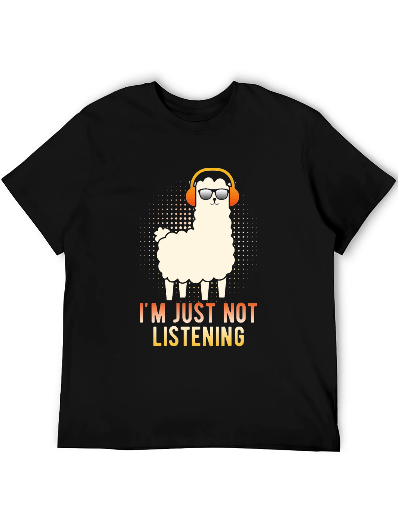 Black Llama Headphones Graphic T-Shirt - I'm Just Not Listening view 5