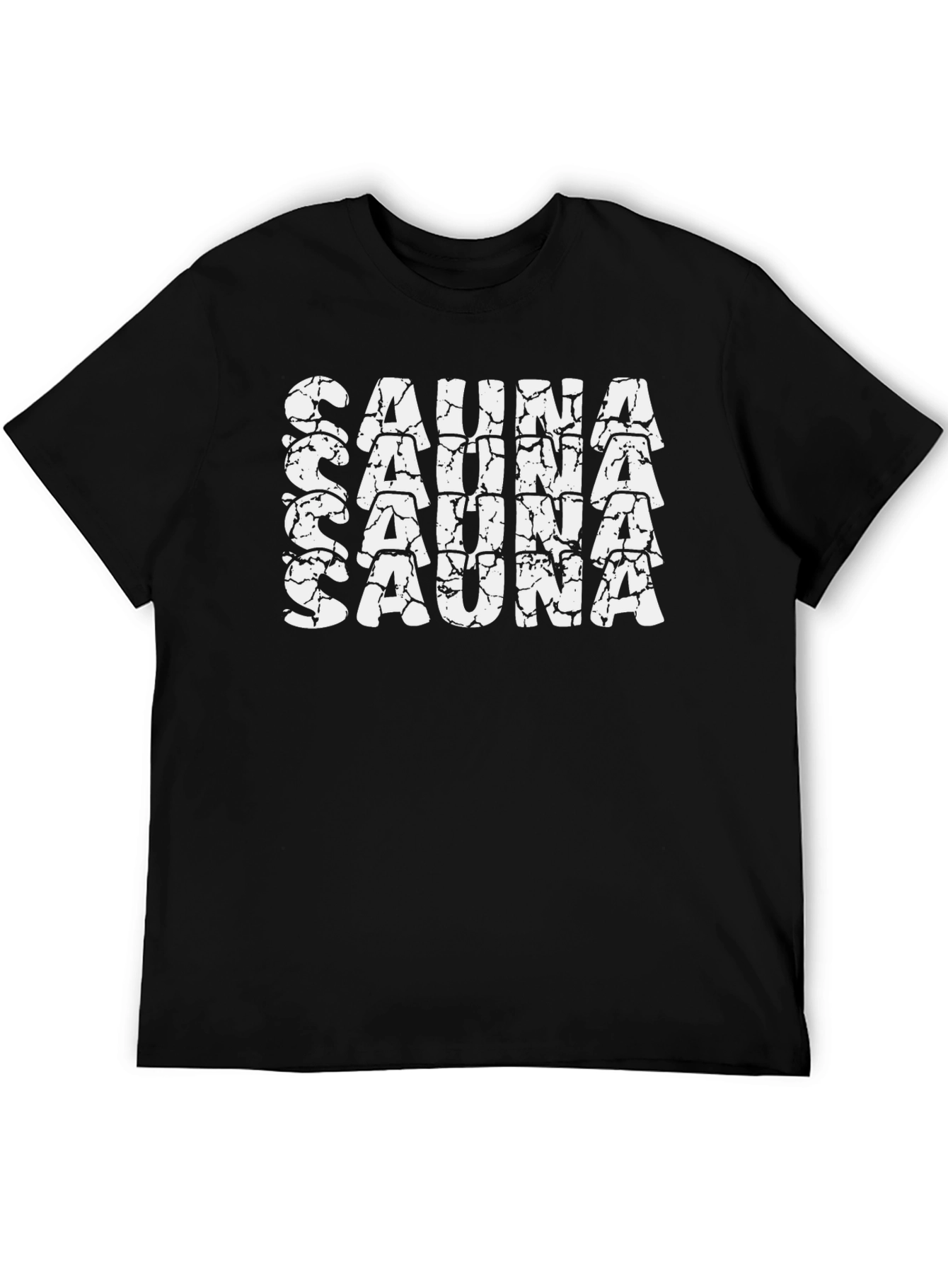Black Sauna Text Tee - Black Cotton T-Shirt view 5