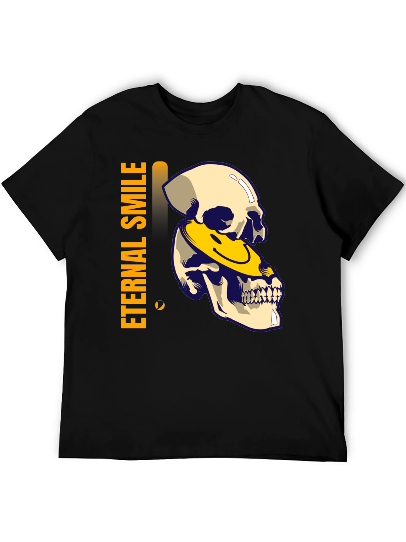 Black Eternal Smile Skull Graphic T-Shirt - Black view 5