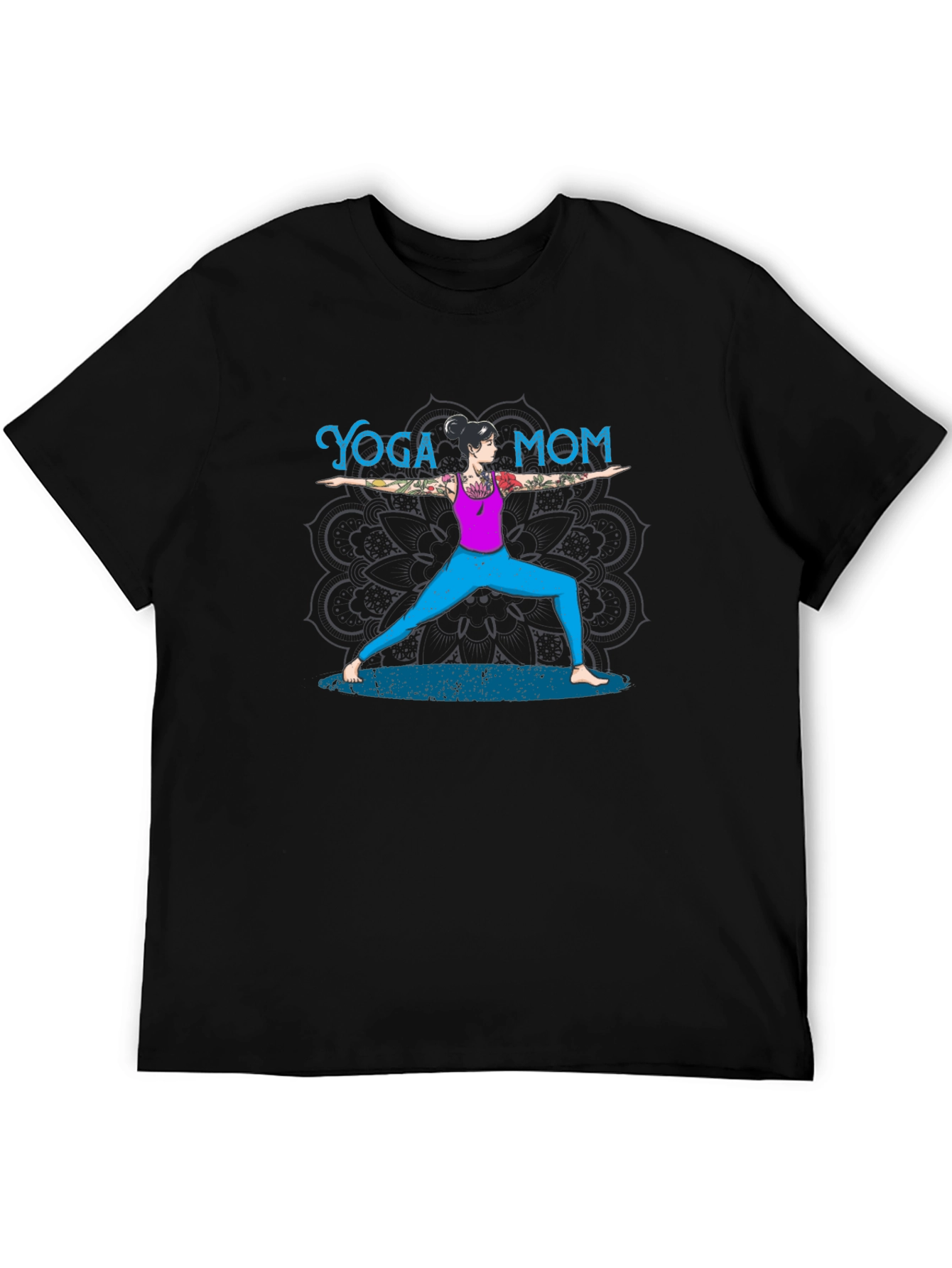 Black Yoga Mom T-Shirt - Black, Casual view 5