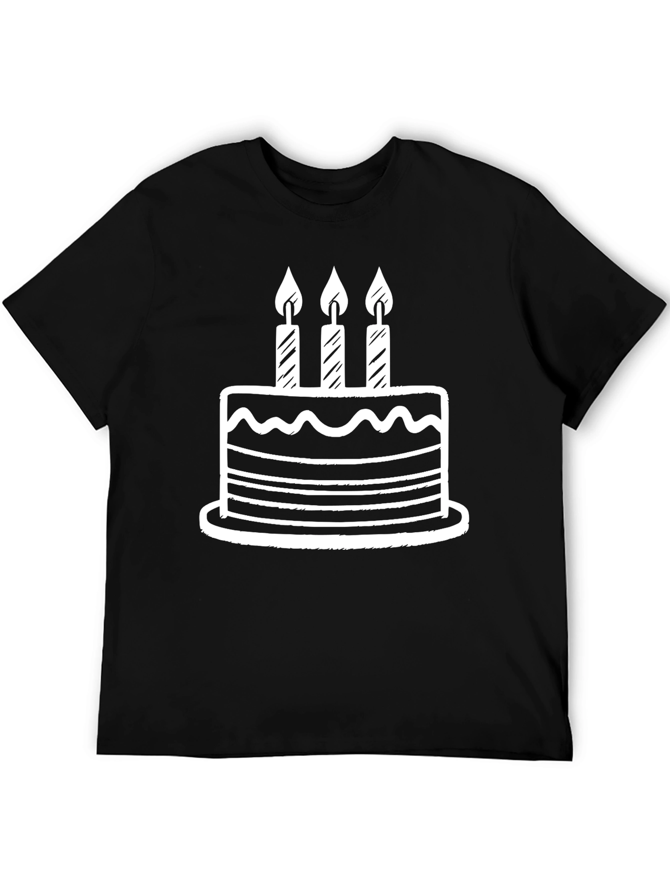 Black Birthday Cake Graphic Tee - Black Cotton T-Shirt view 5