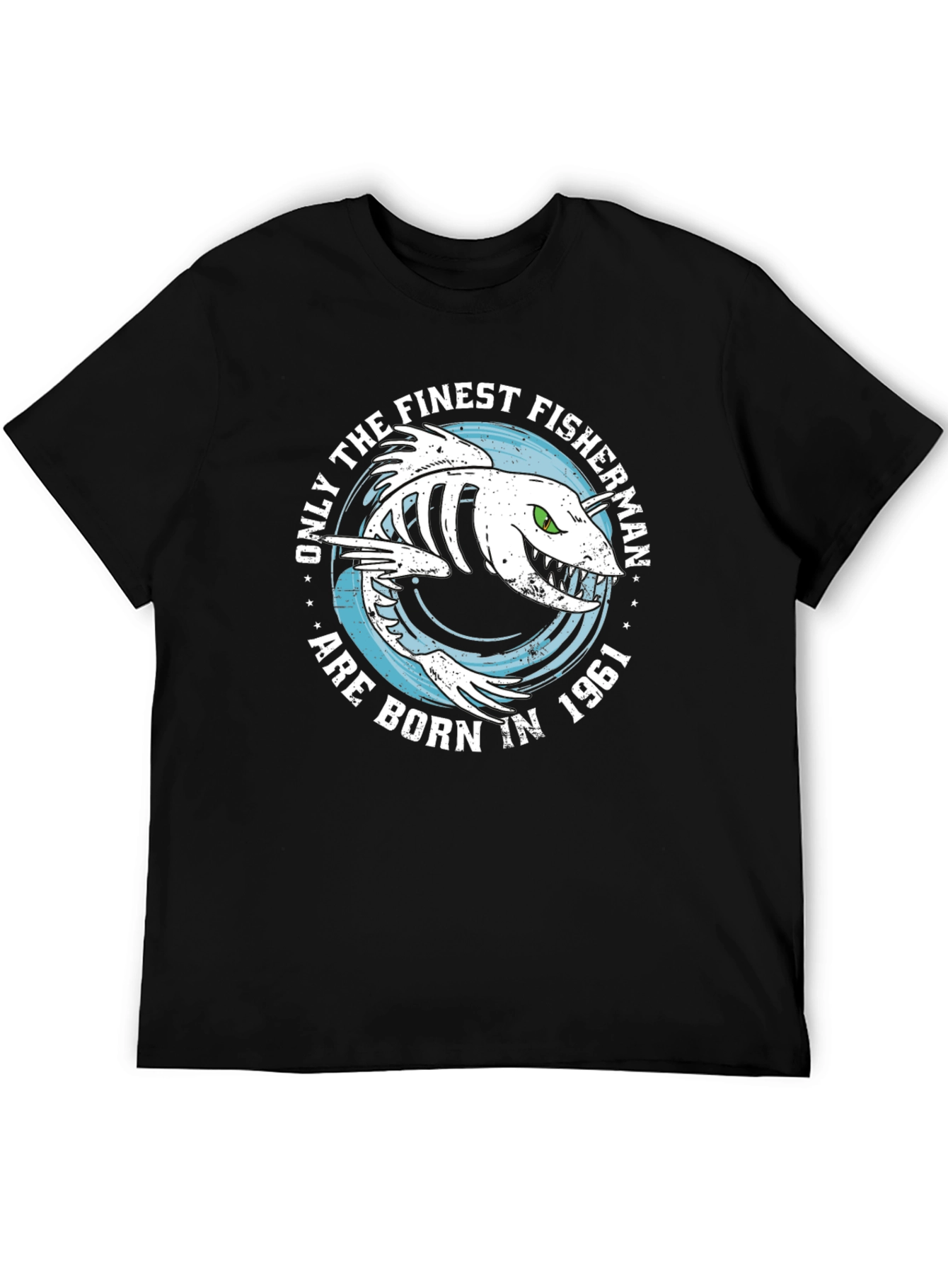 Black Finest Fisherman Born in 1961 Black T-Shirt view 5
