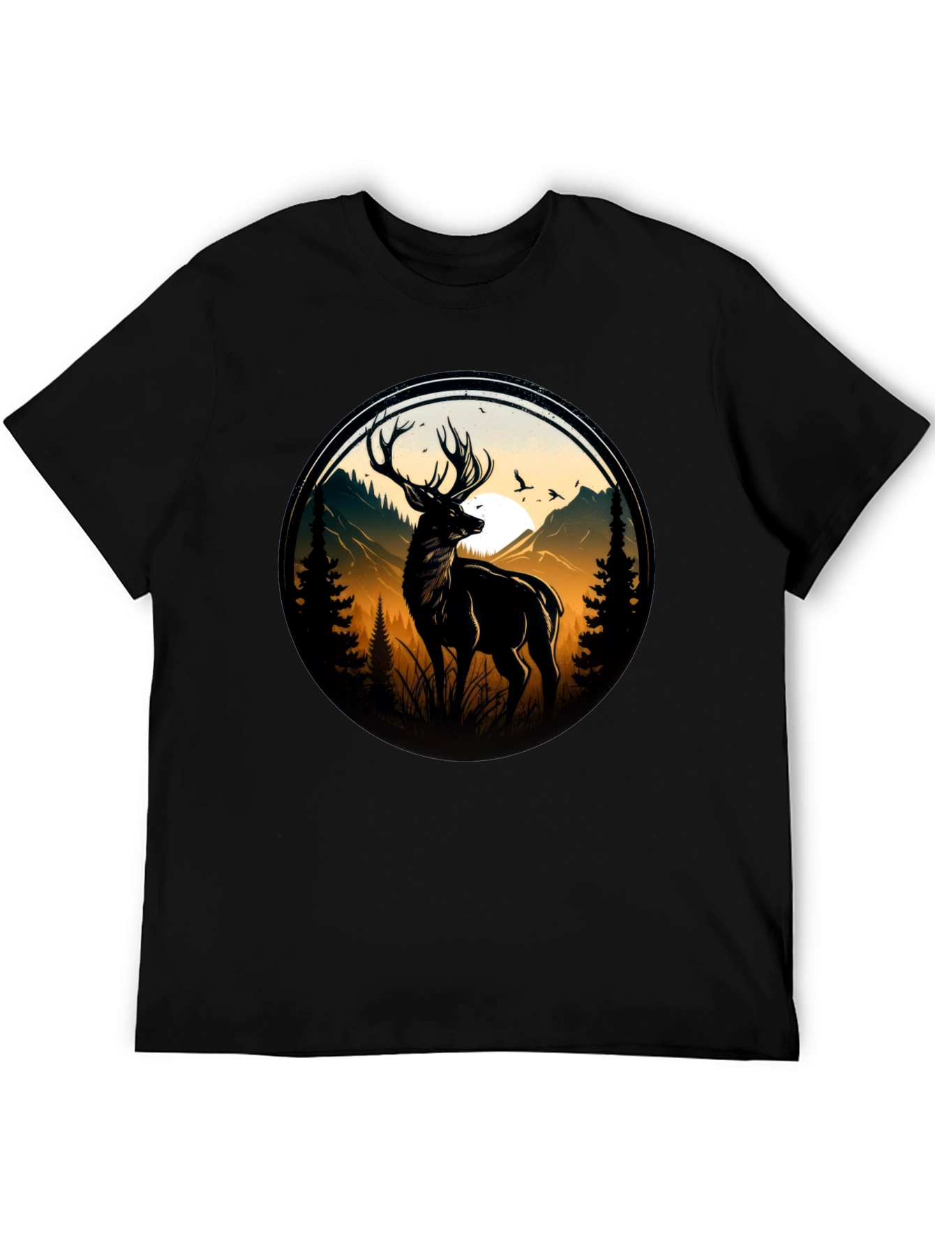 Black Deer Silhouette Graphic Tee - Black view 5