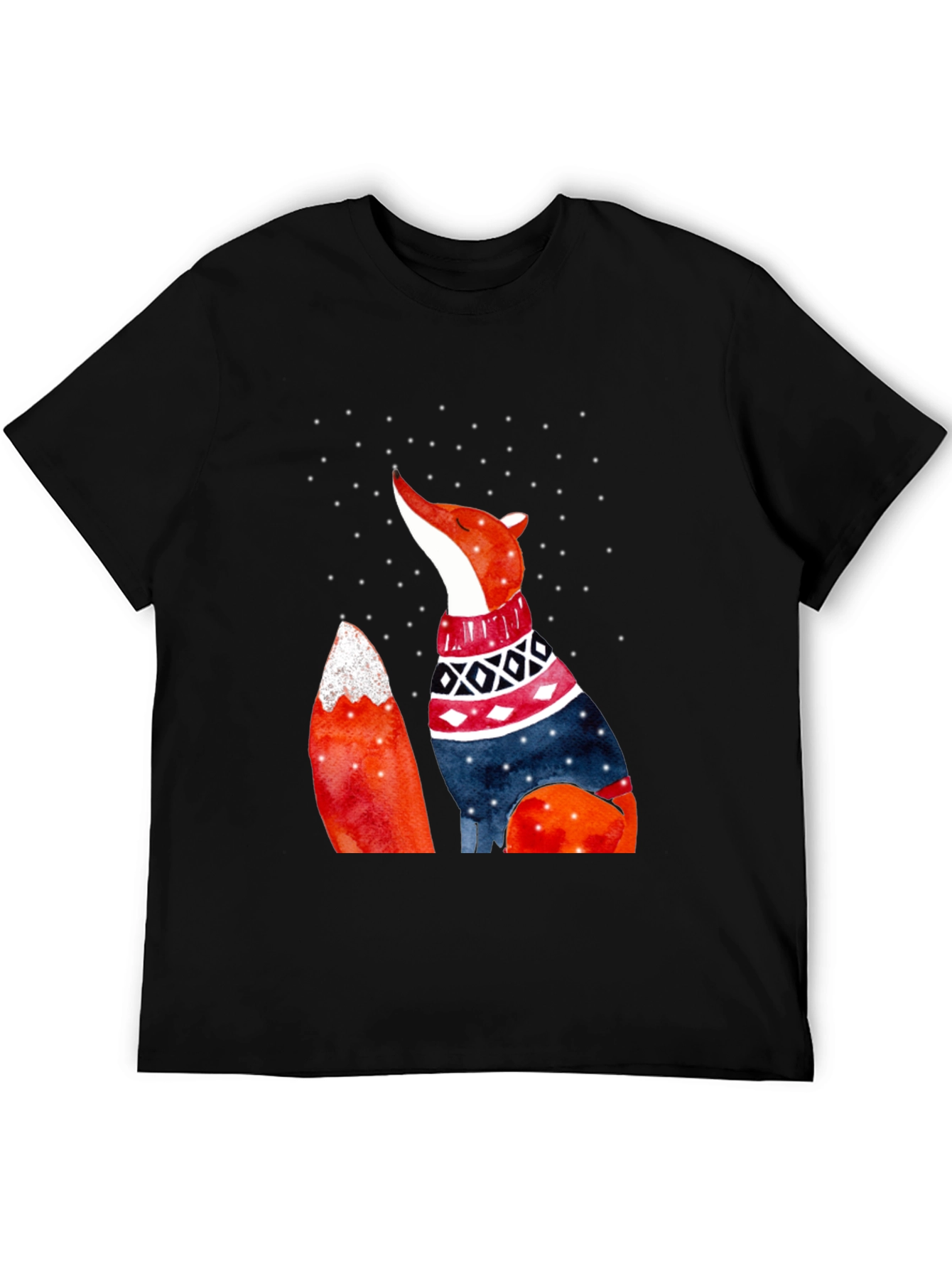 Black Fox in Sweater Graphic T-Shirt view 5