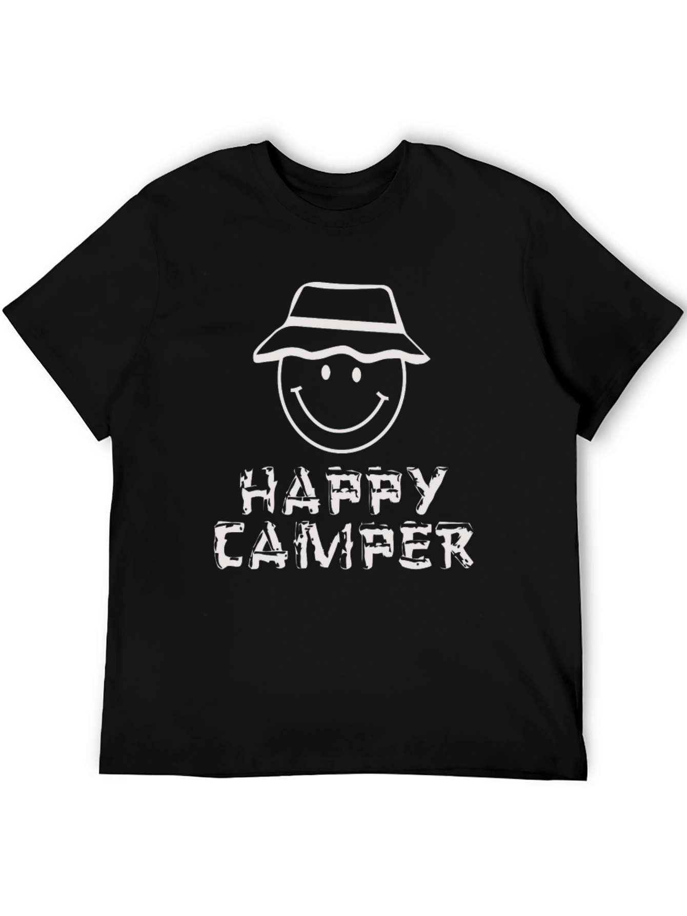 Black Happy Camper Graphic Tee - Black Cotton T-Shirt view 5