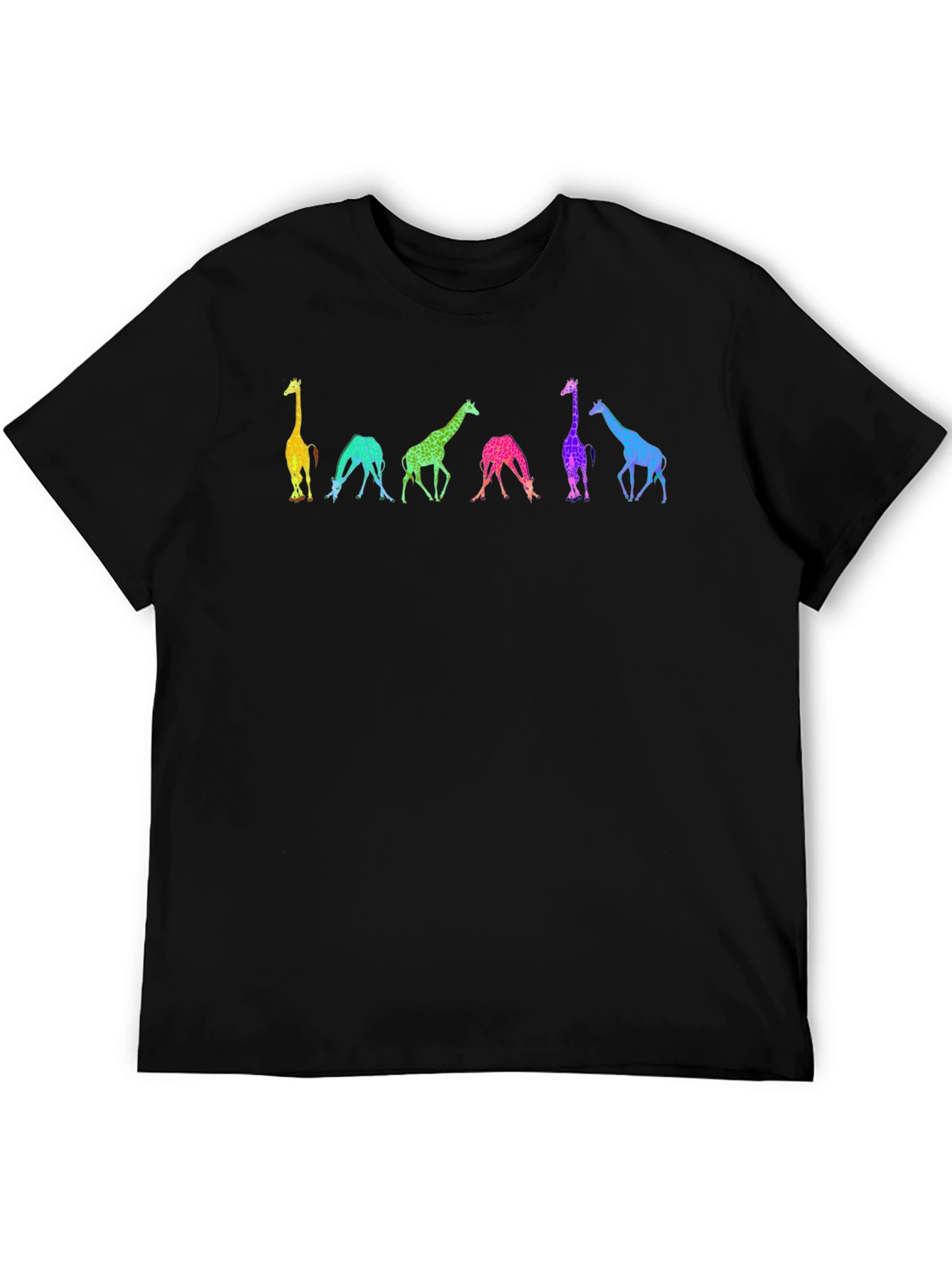 Black Rainbow Giraffe Graphic Tee - Unique Animal Shirt view 5