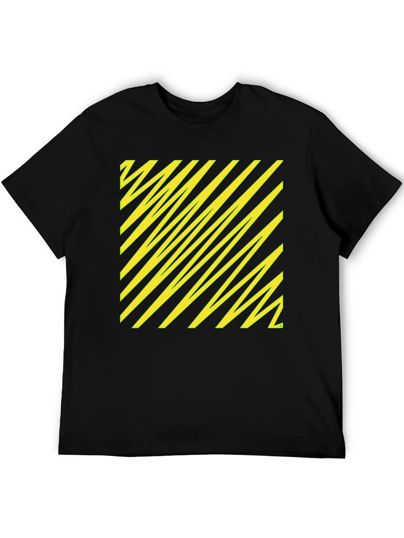 Black Black Tee with Yellow Diagonal Pattern view 5