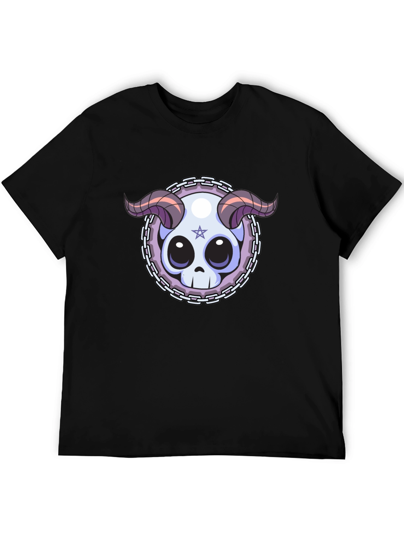 Black Skull & Horns Graphic Tee - Edgy Style view 5