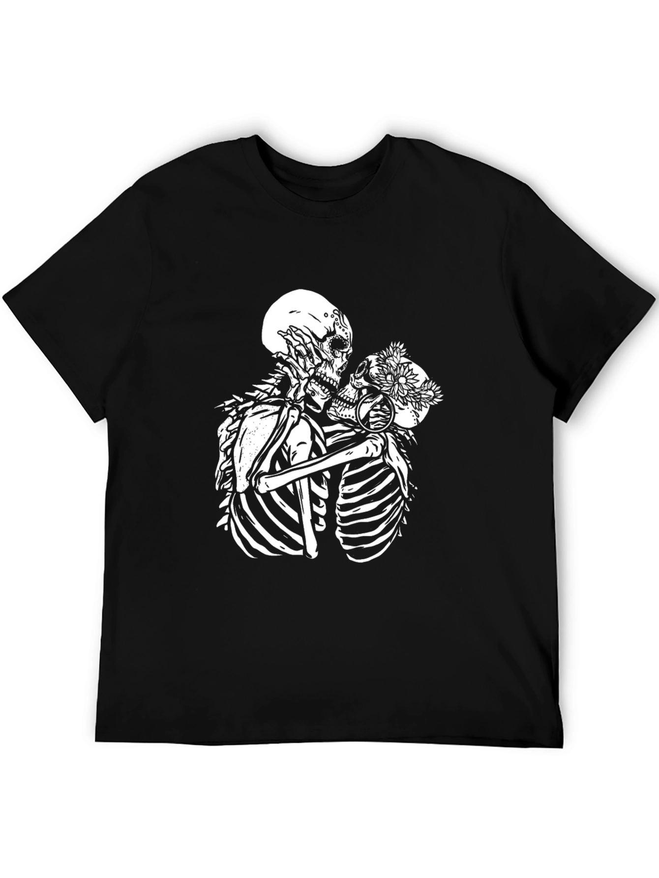 Black Skeleton Lovers Black Graphic T-Shirt view 5