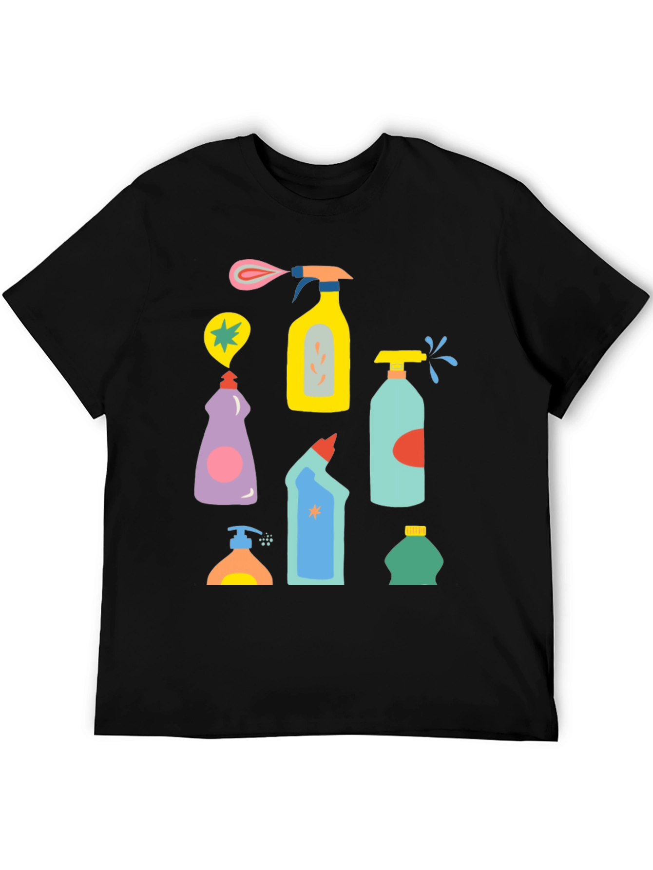 Black Cleaning Supplies Graphic T-Shirt view 5