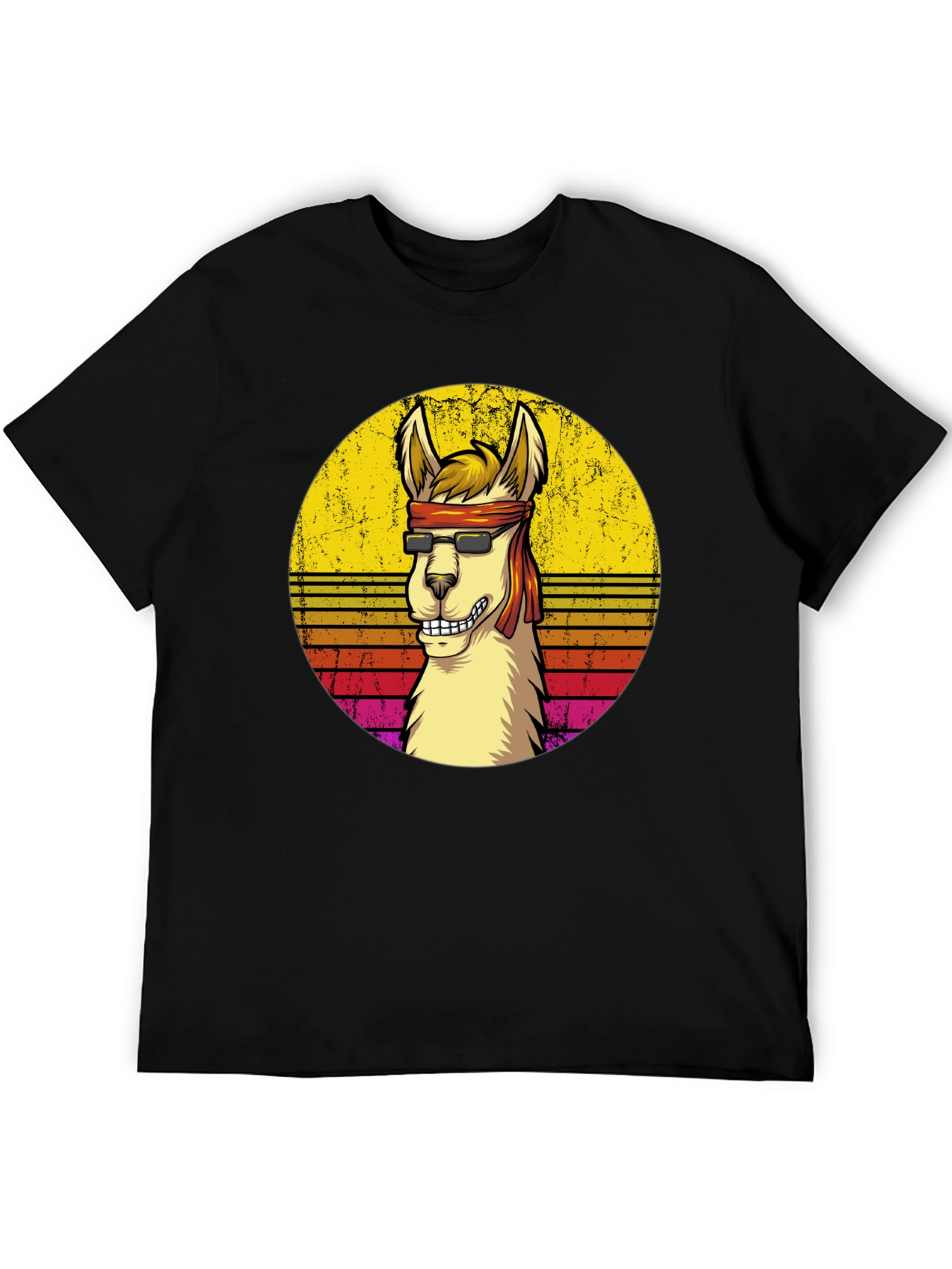 Black Retro Llama Graphic T-Shirt view 5