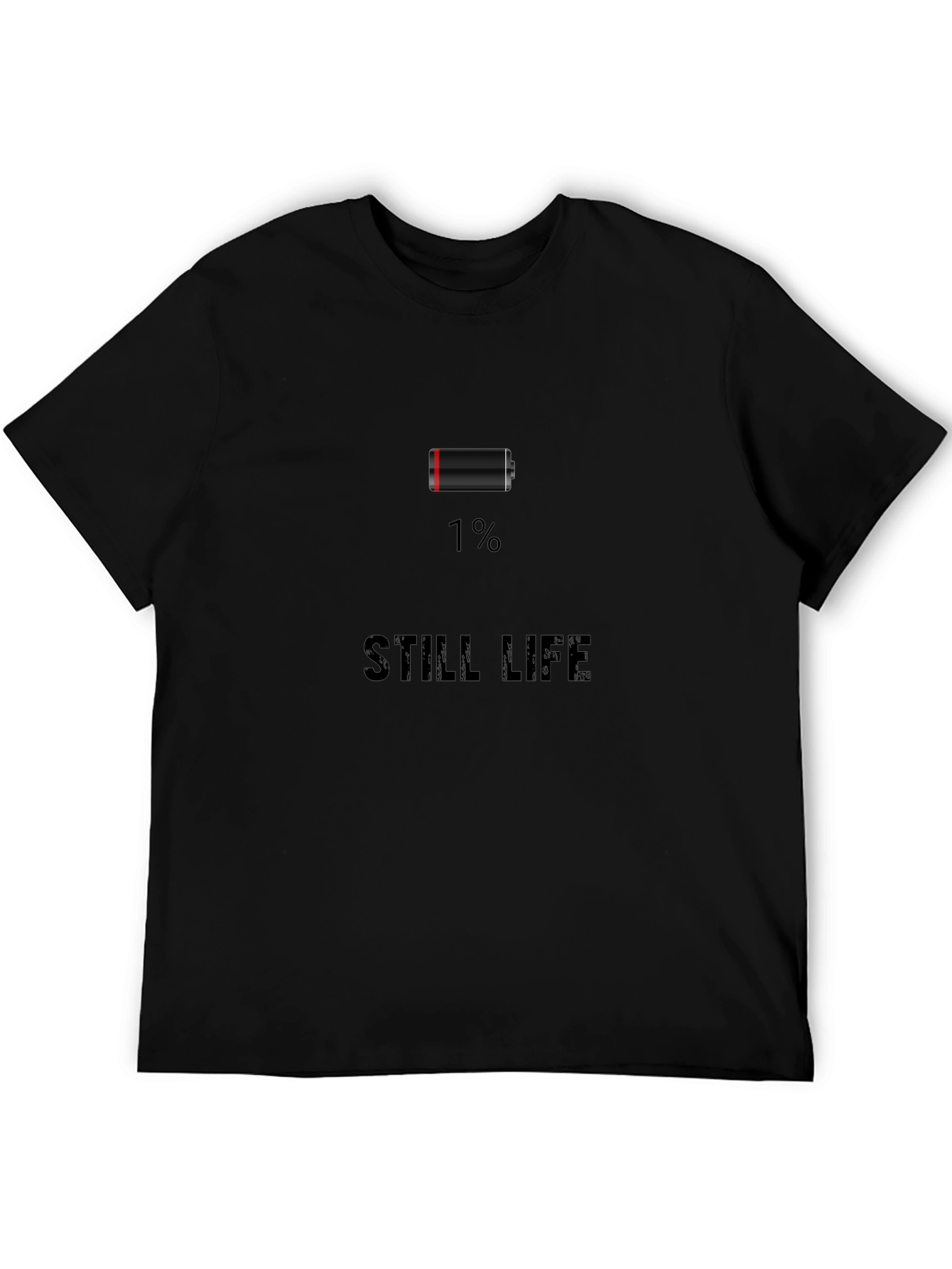 Black Still Life 1% Battery Black T-Shirt view 5