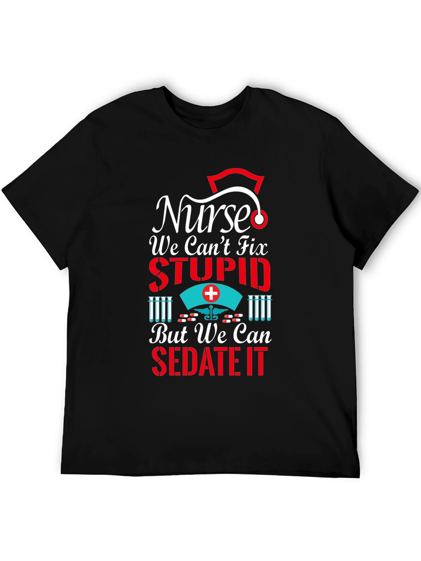 Black Nurse We Can't Fix Stupid T-Shirt view 5