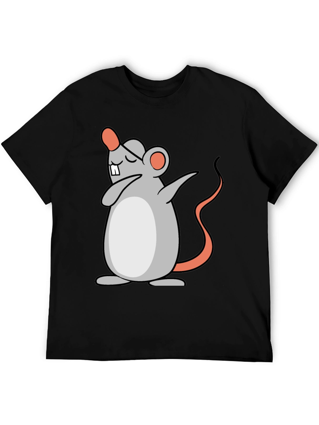 Black Dabbing Mouse Graphic Tee - Black Cotton T-Shirt view 5