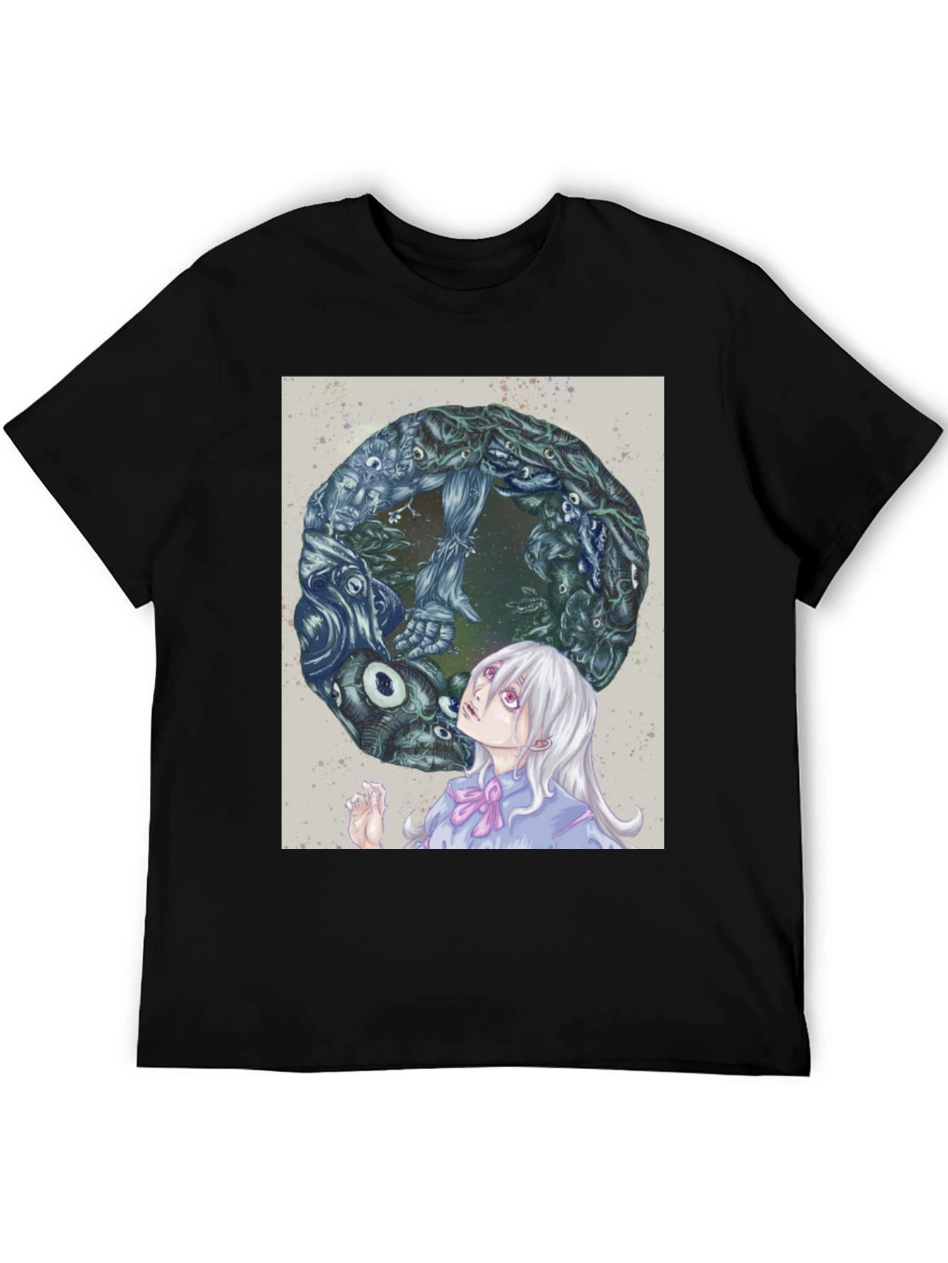 Black Anime Graphic Print Black T-Shirt view 5