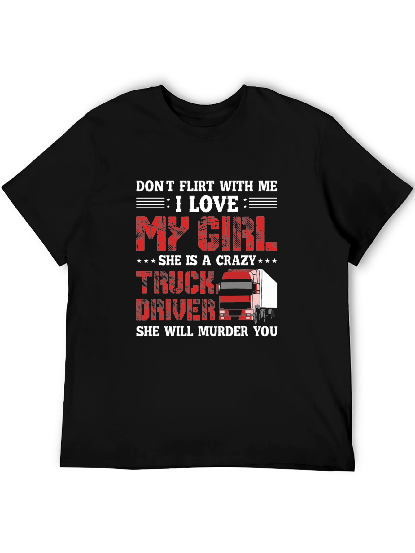 Black Crazy Trucker Girlfriend Graphic Tee view 5