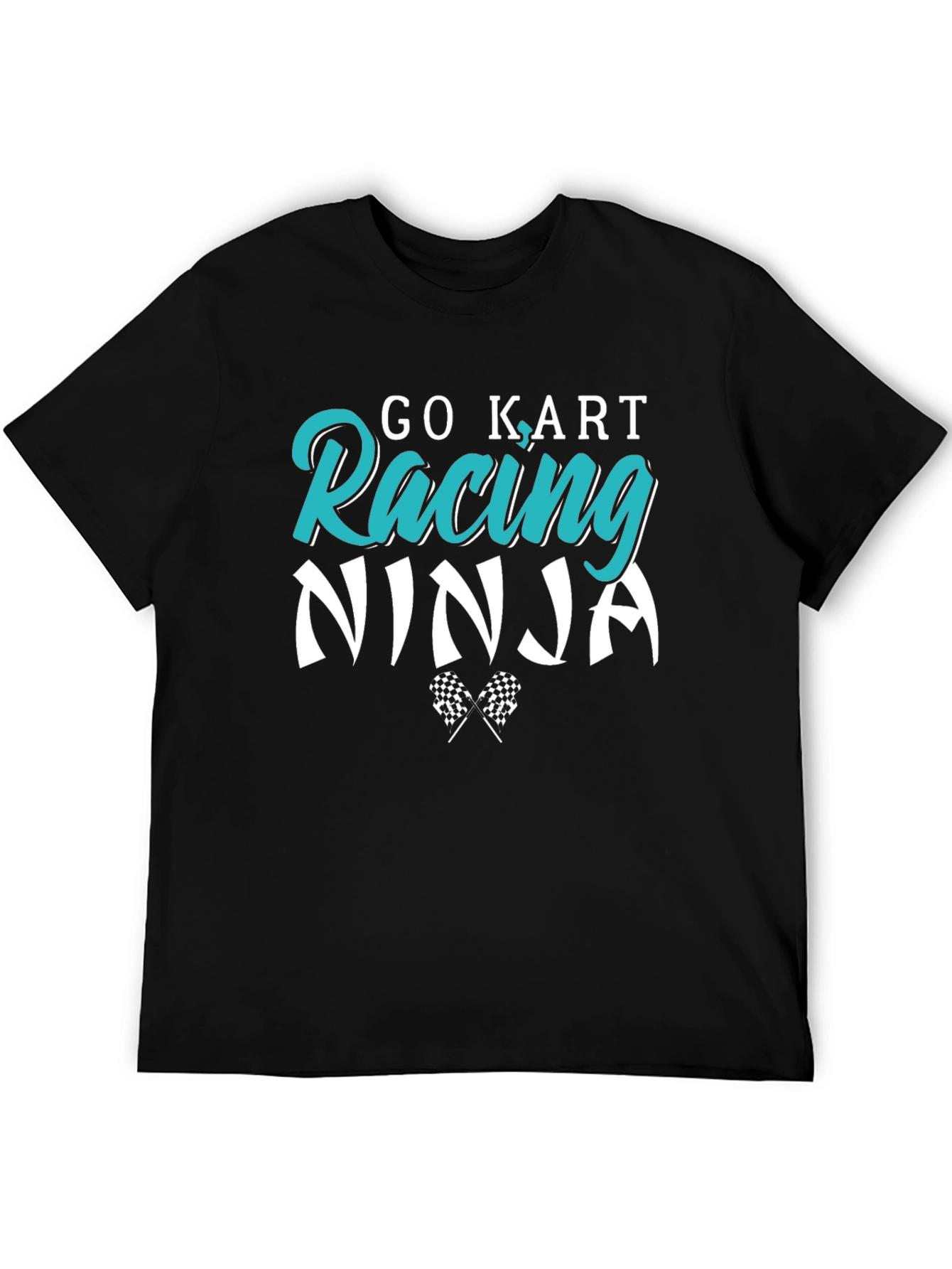 Black Go Kart Racing Ninja T-Shirt - Black view 5