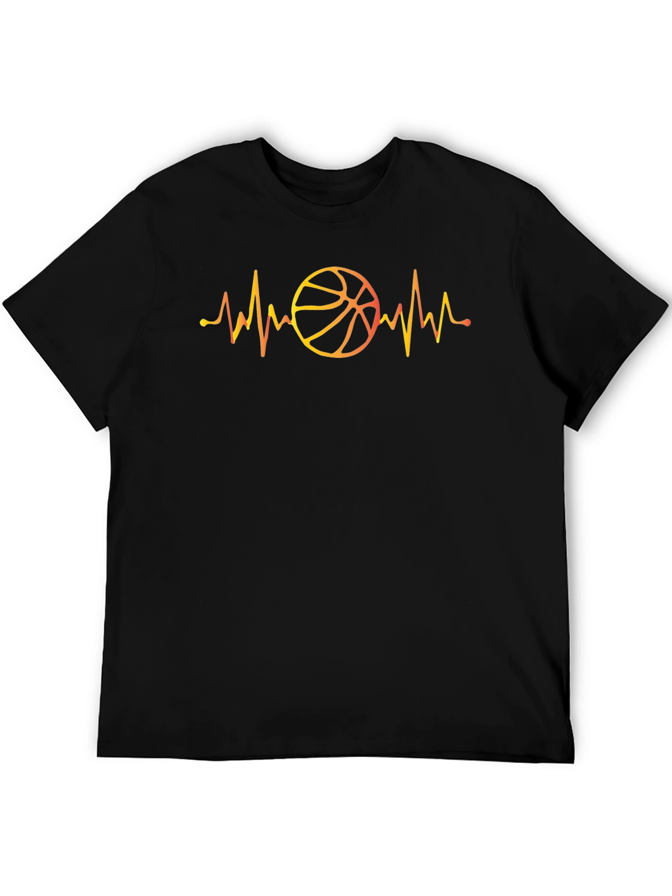 Black Basketball Heartbeat T-Shirt view 5