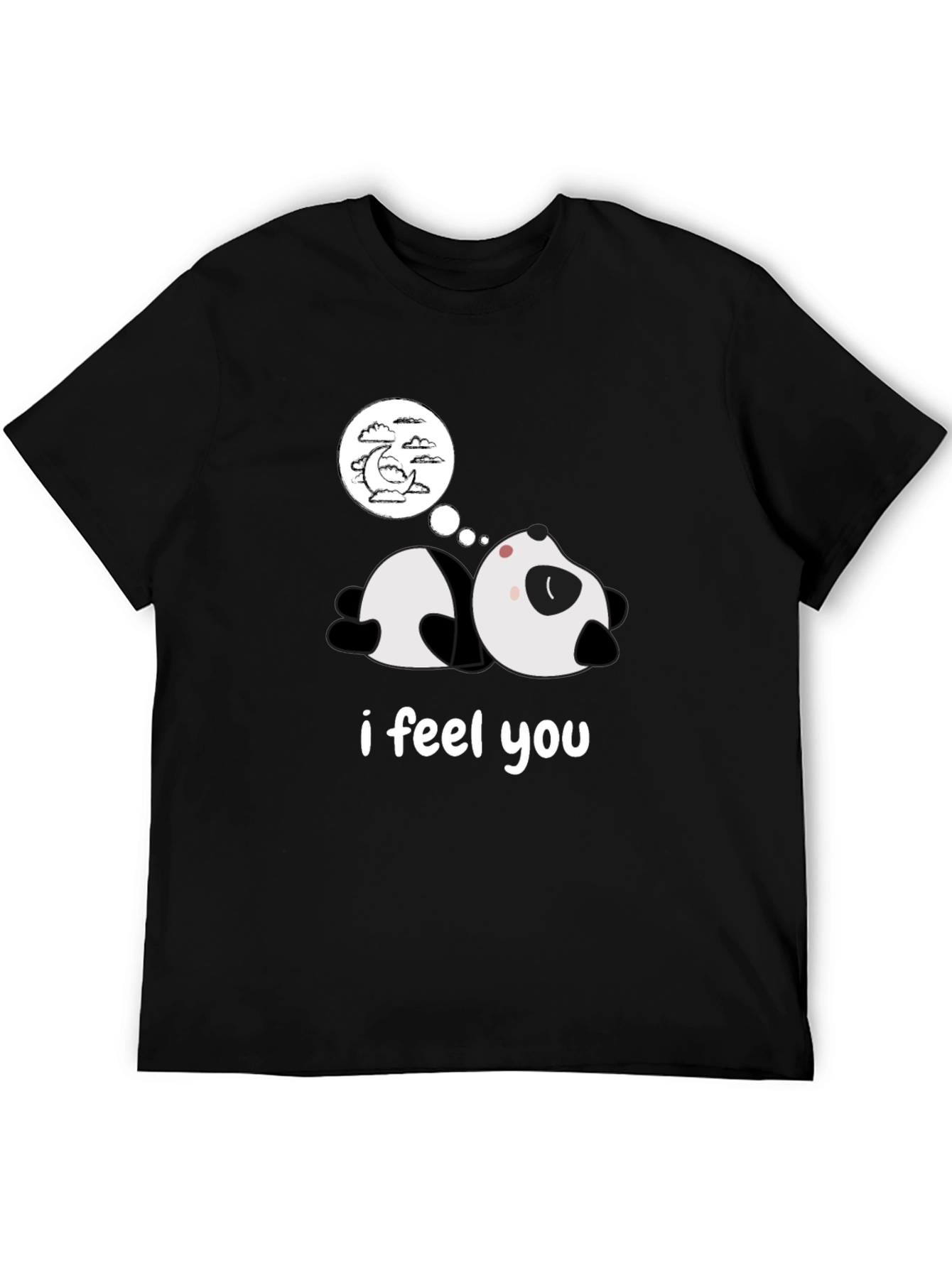 Black Dreamy Panda Black T-Shirt - I Feel You view 5