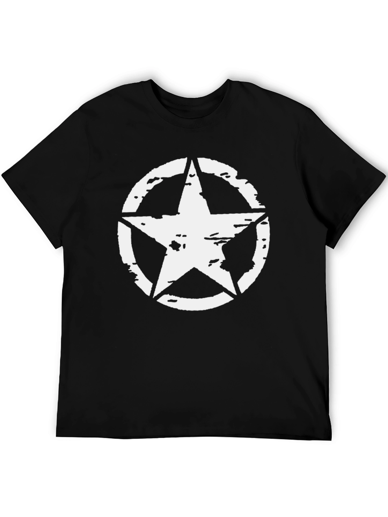 Black Distressed Star Graphic Tee - Black Cotton Blend Shirt view 5