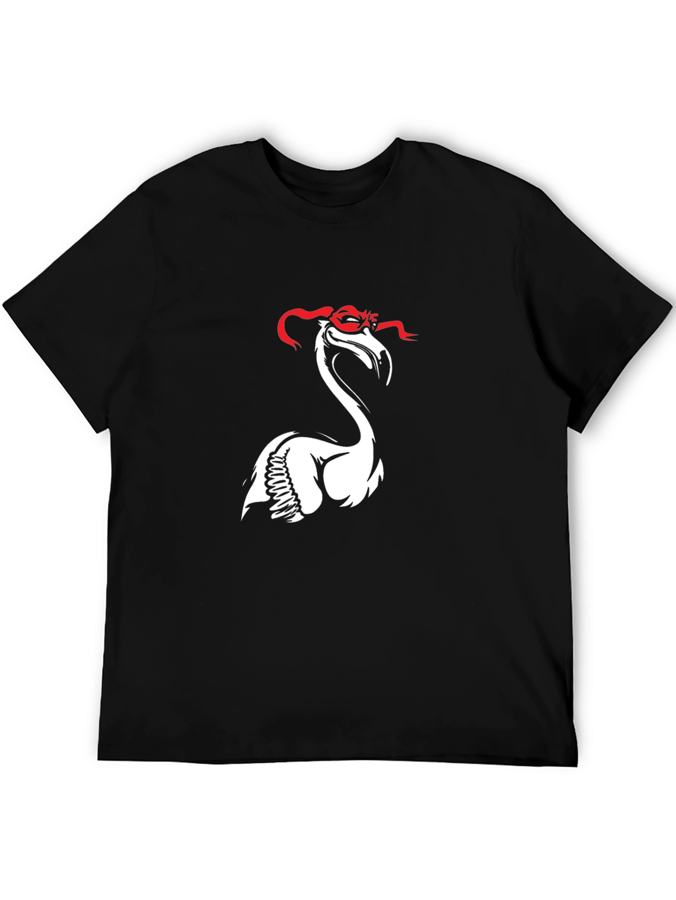 Black Flamingo Ninja T-Shirt - Black Cotton Tee view 5