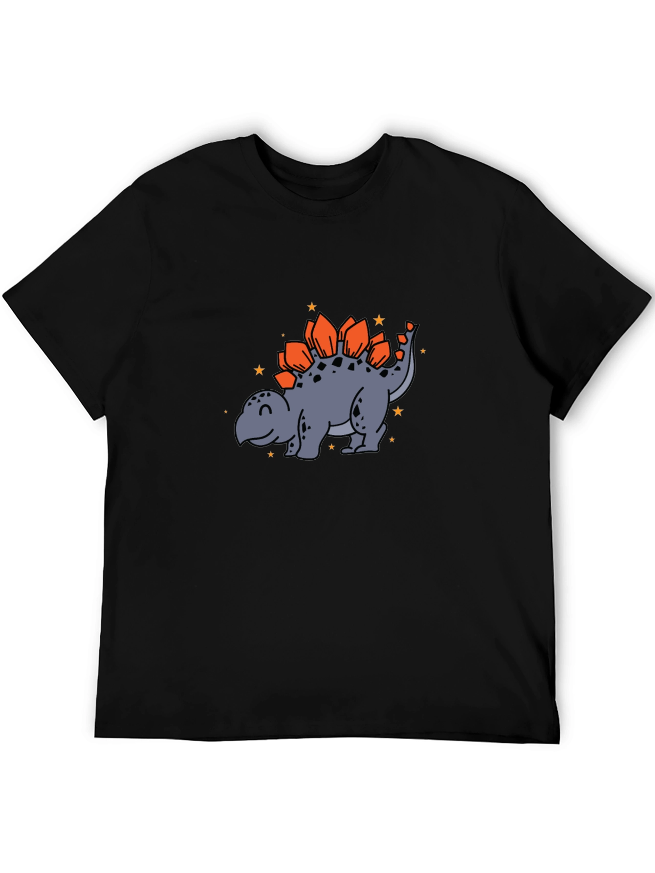 Black Cartoon Stegosaurus Graphic T-Shirt view 5