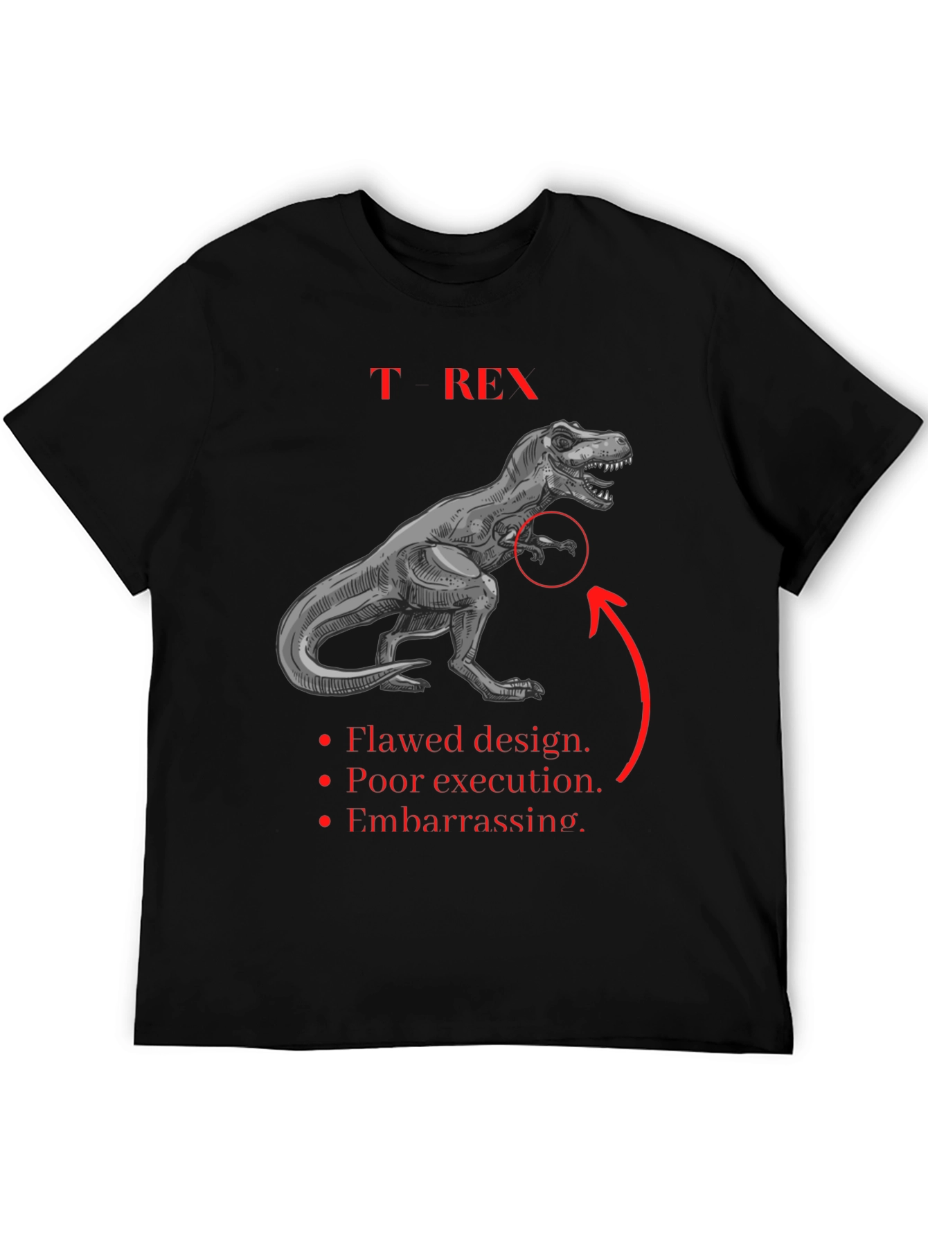 Black T-Rex Graphic Tee: Funny Dinosaur Shirt view 5
