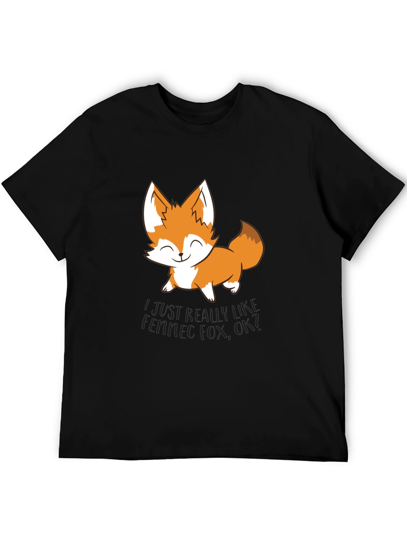 Black Cute Fox Graphic T-Shirt - Unisex Black Tee view 5