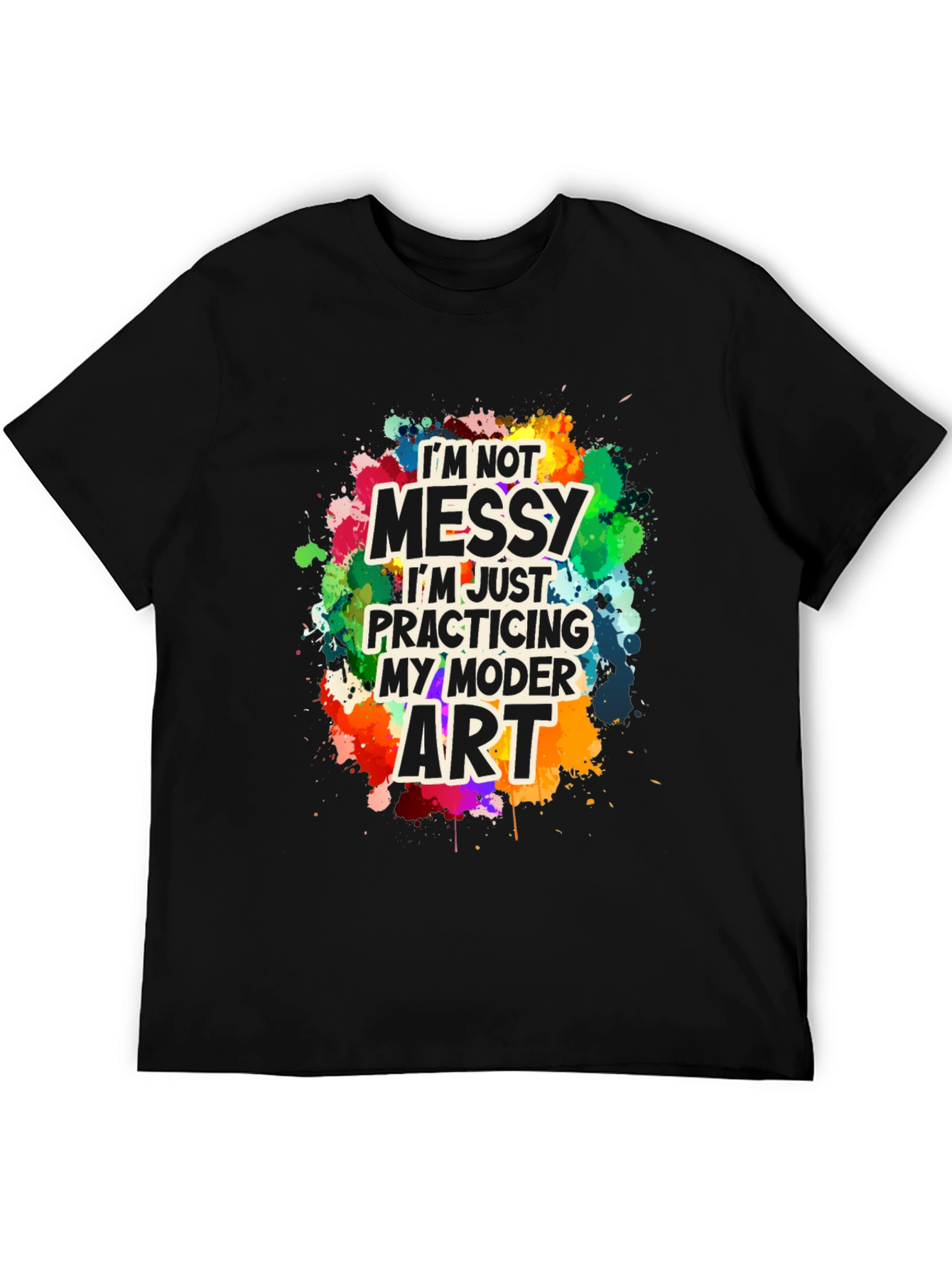 Black Funny Modern Art Messy T-Shirt view 5