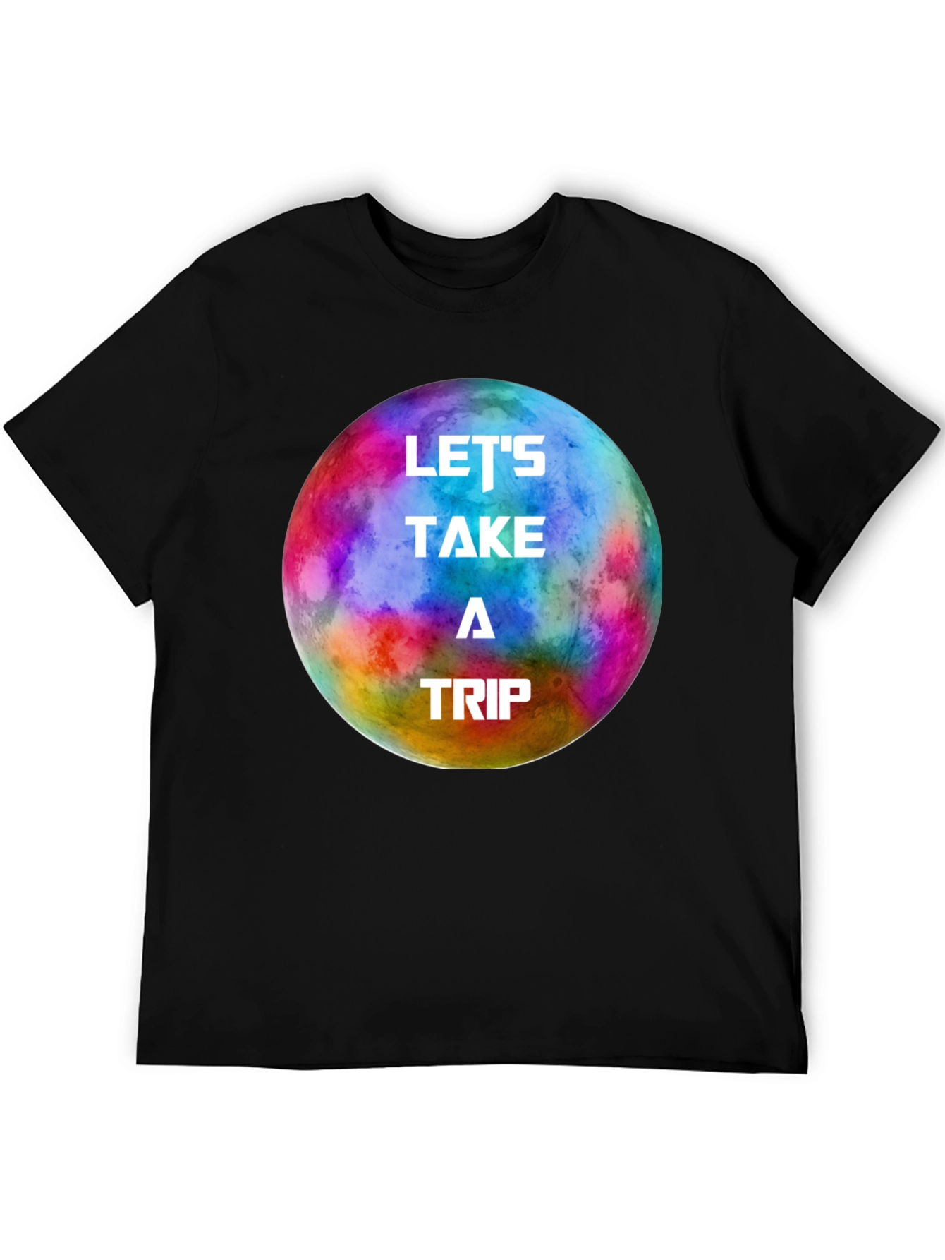Black Let's Take a Trip Graphic Tee - Colorful Space Adventure view 5