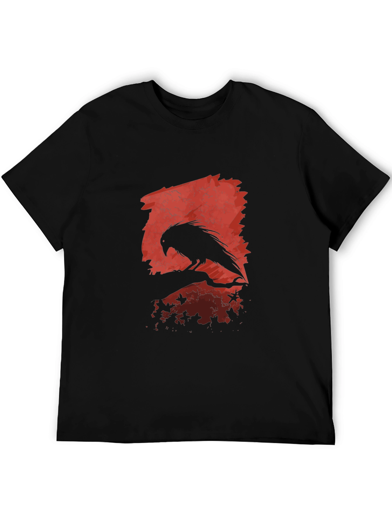 Black Raven Silhouette Graphic Black T-Shirt view 5