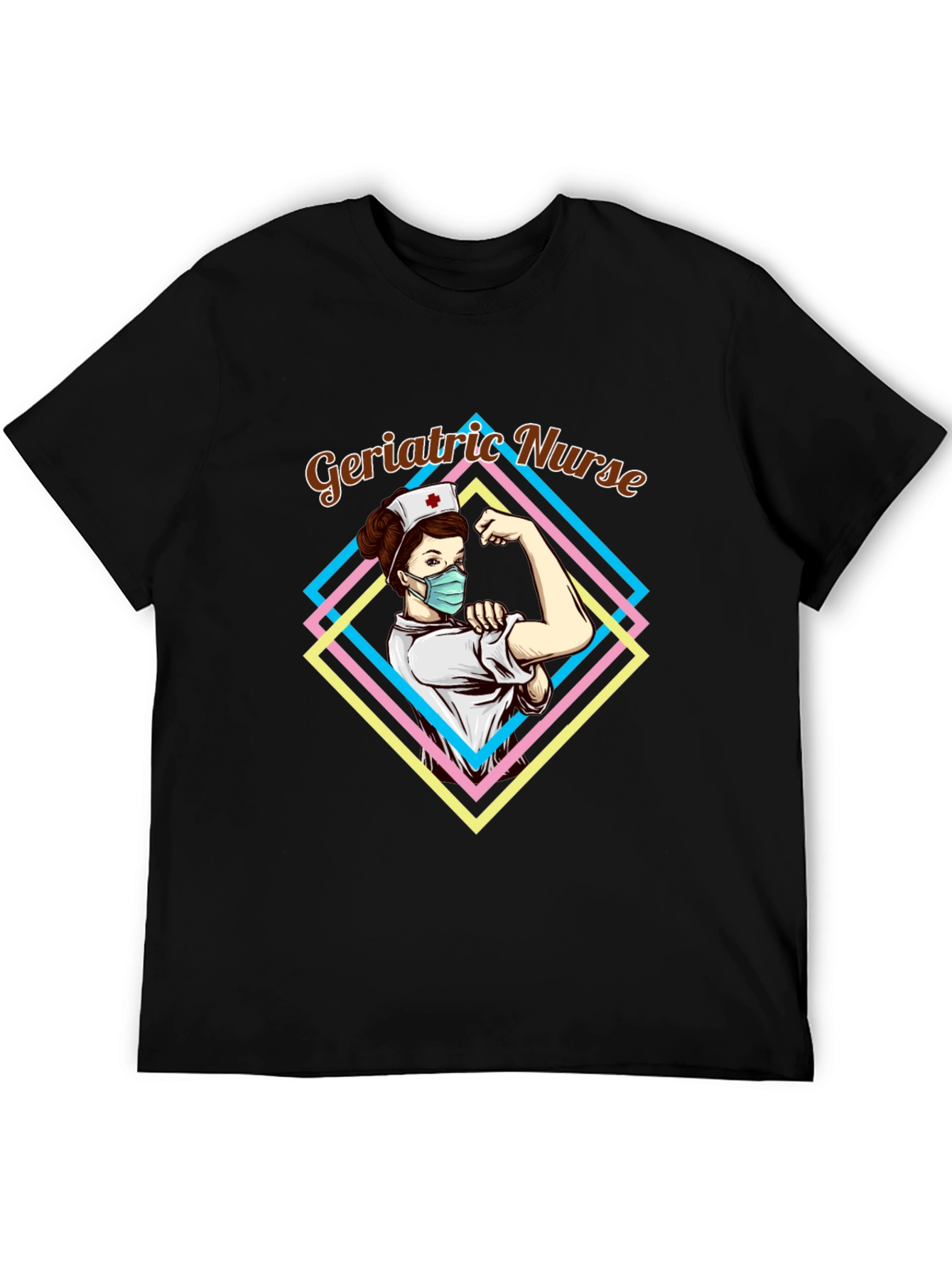Black Geriatric Nurse Graphic T-Shirt - Black view 5
