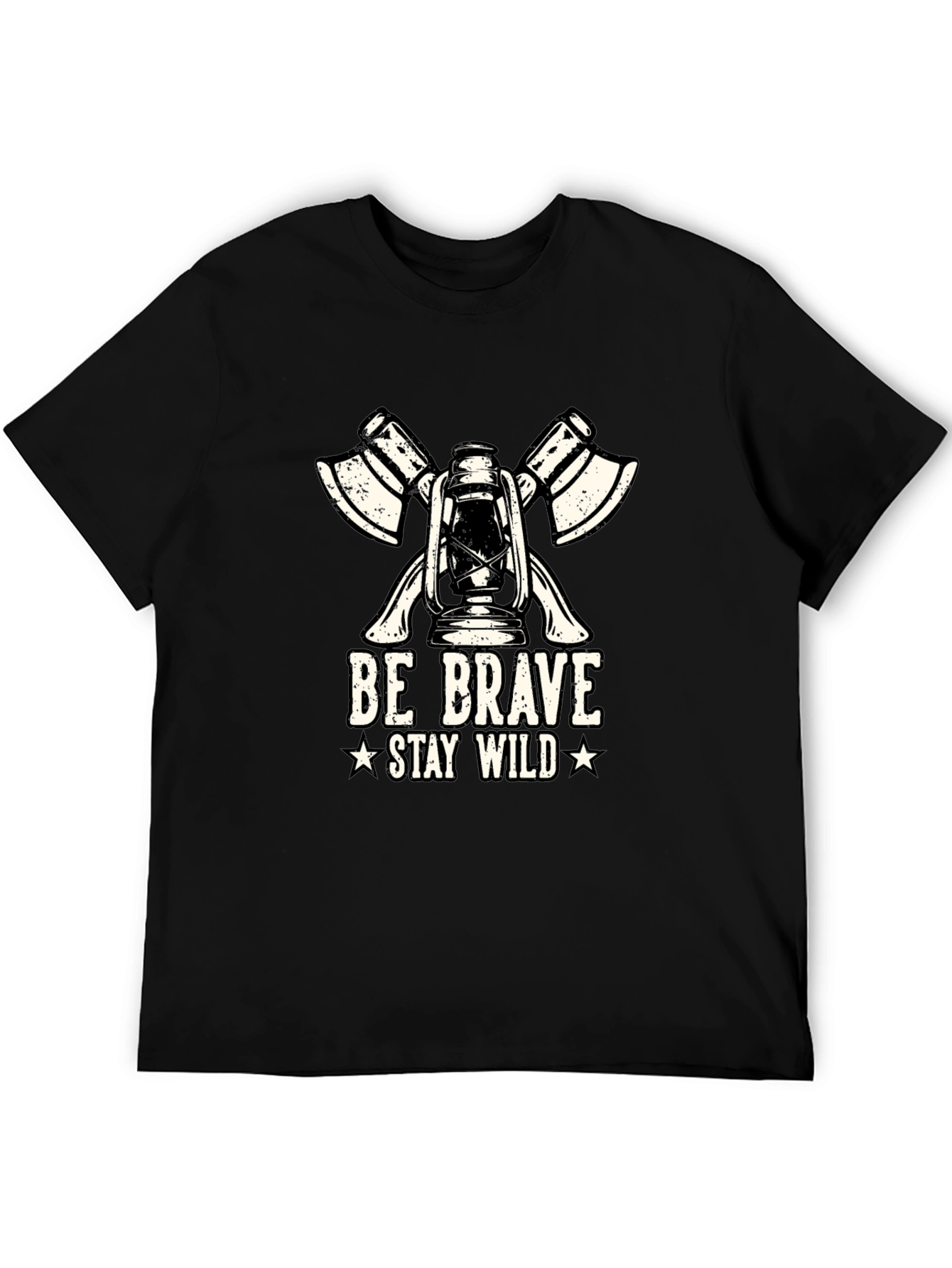 Black Be Brave Stay Wild Lantern & Axe Graphic Tee view 5