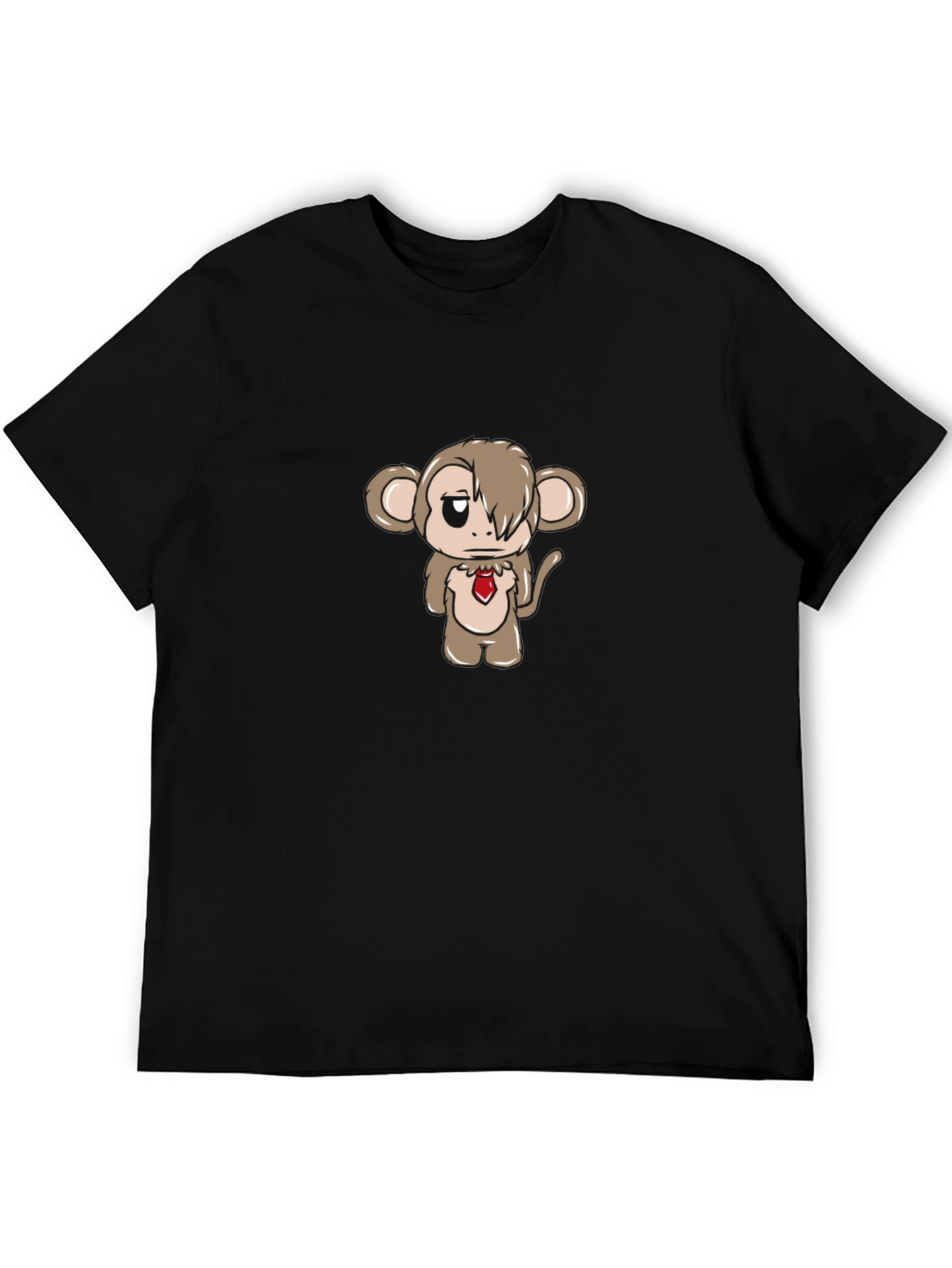 Black Sad Monkey Graphic T-Shirt - Black Cotton Blend view 5