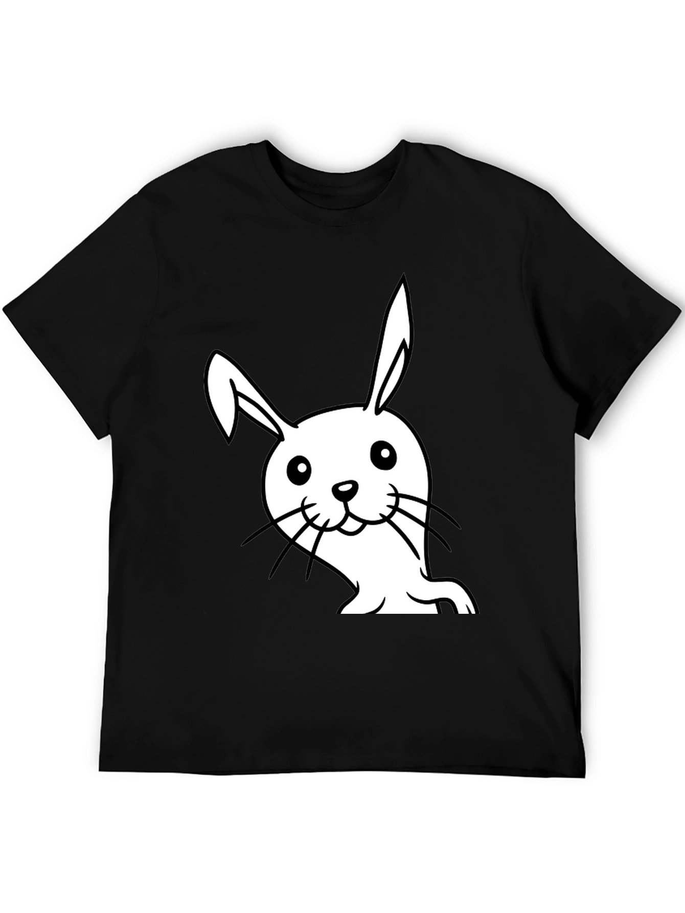 Black Cute Bunny Graphic Black T-Shirt view 5