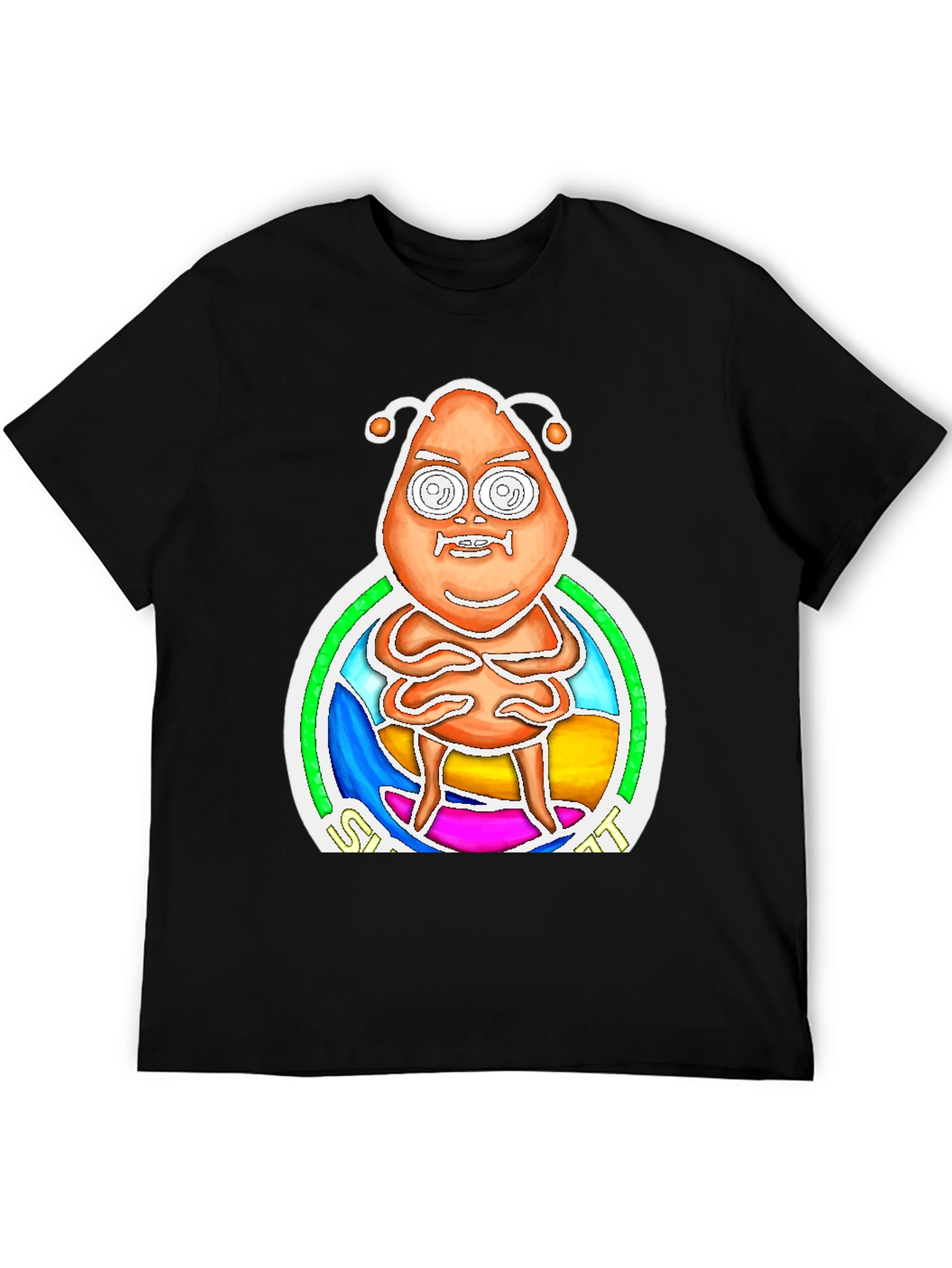 Black Alien Graphic Print Tee - Quirky Novelty T-Shirt view 5