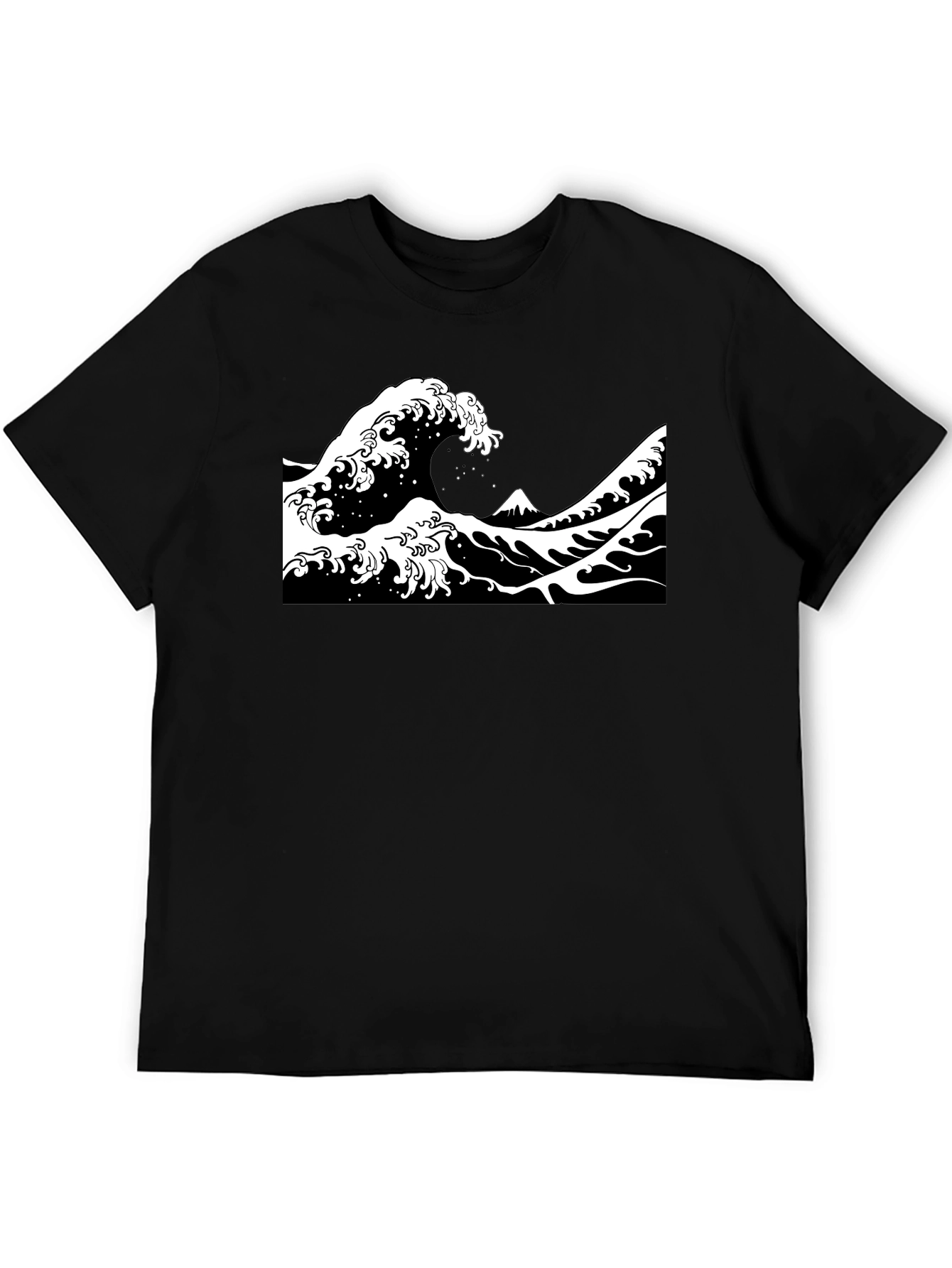 Black Great Wave Graphic Tee - Black view 5