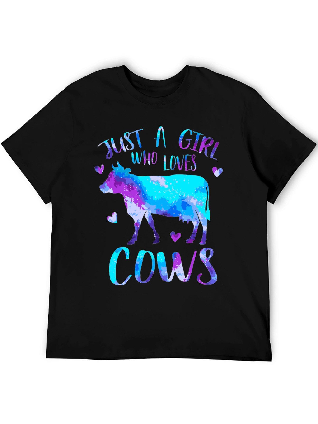 Black Just a Girl Who Loves Cows T-Shirt view 5