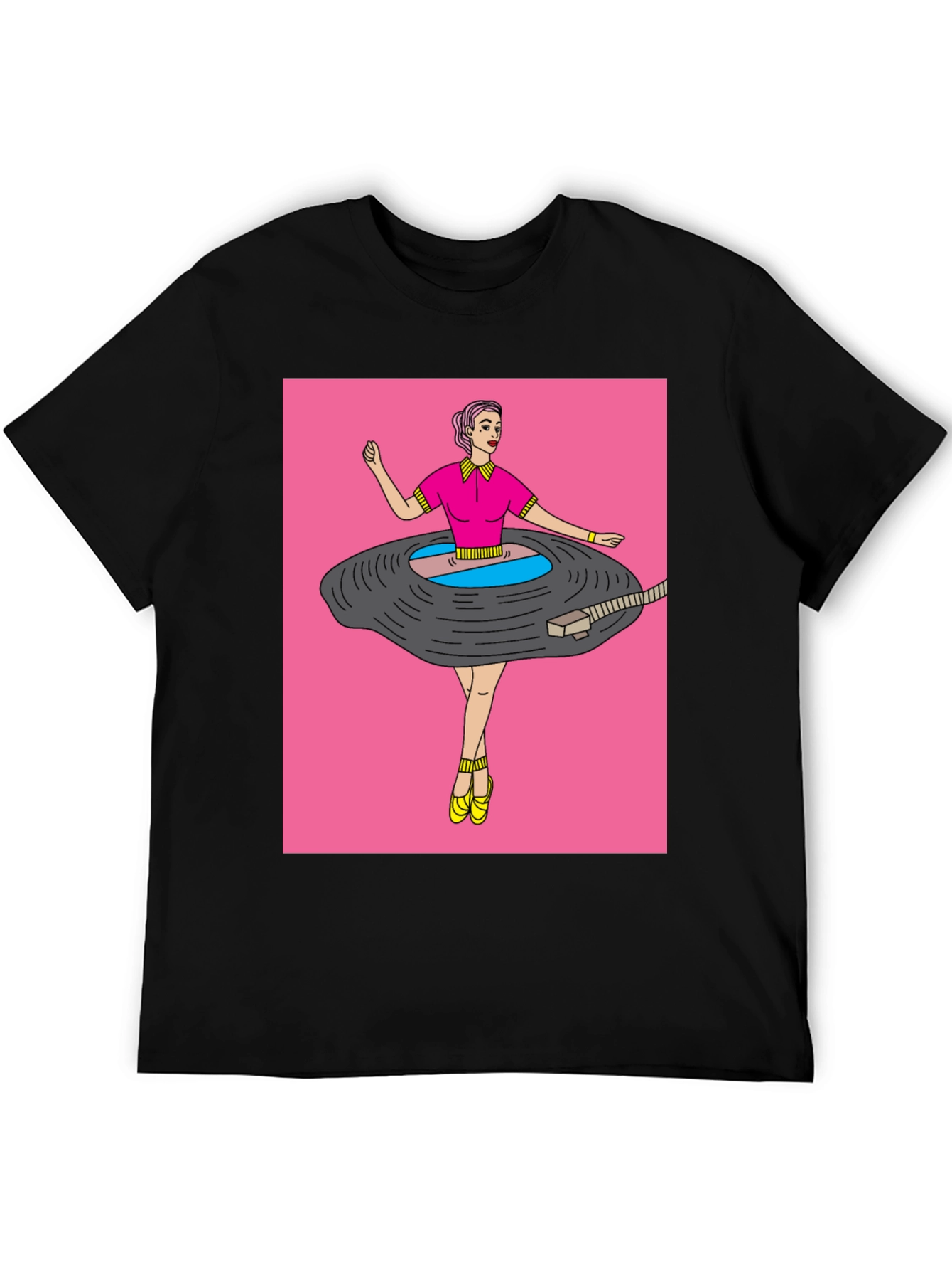 Black Funky Graphic Tee - Vinyl Record Dancer view 5