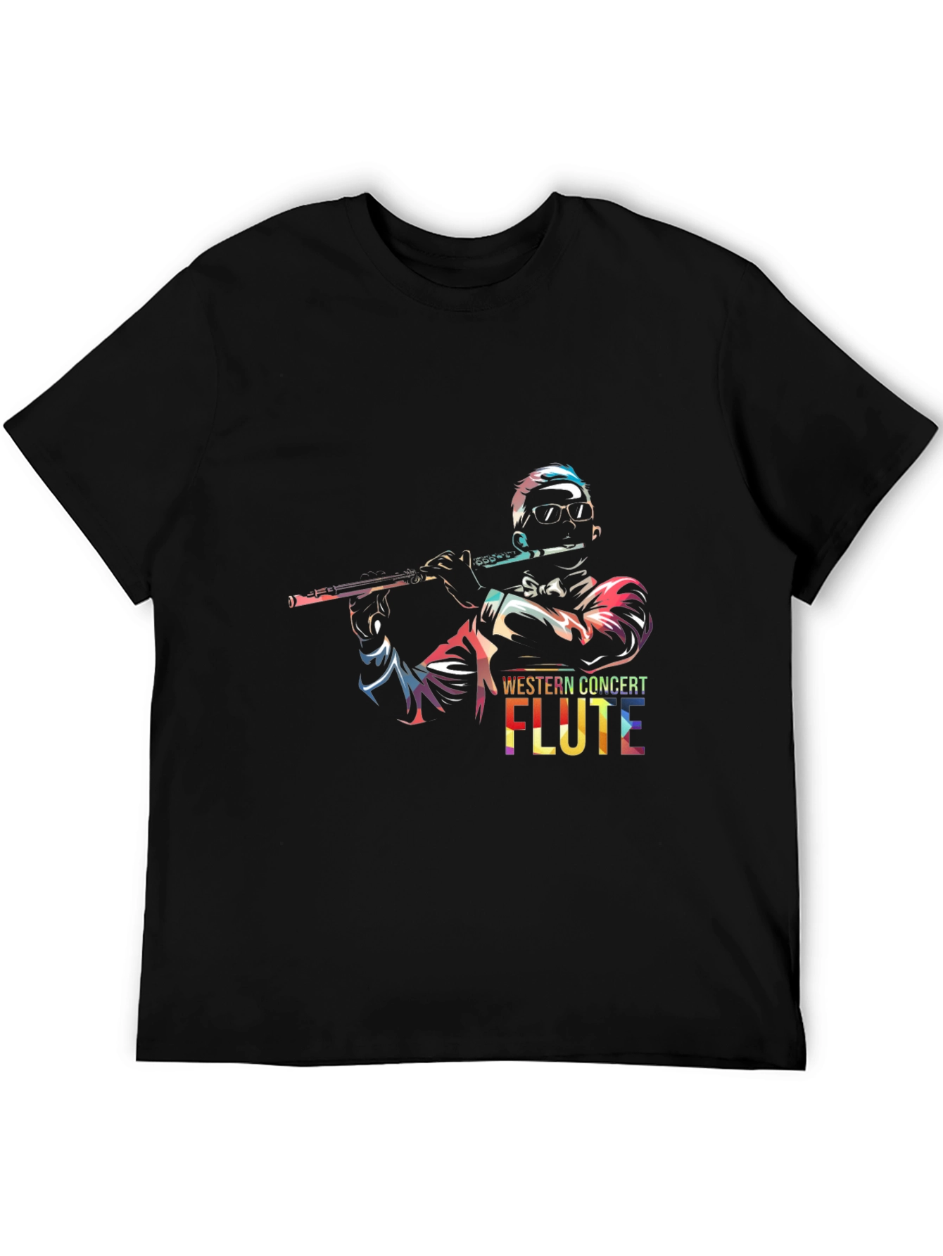 Black Concert Flute Graphic Tee - Music Lover's T-Shirt view 5